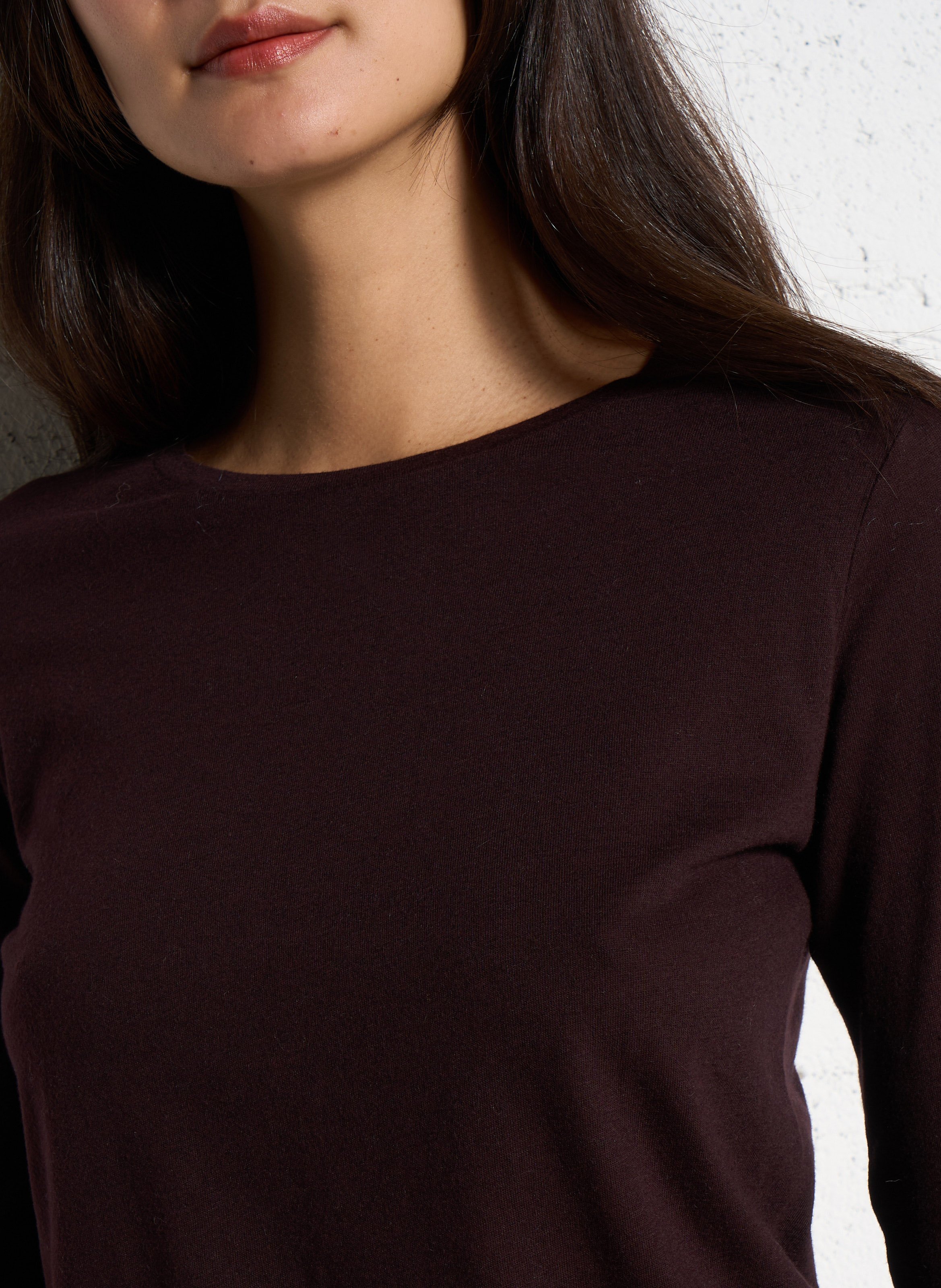 Round-neck cotton-blend T-shirt MAJESTIC FILATURES Plums