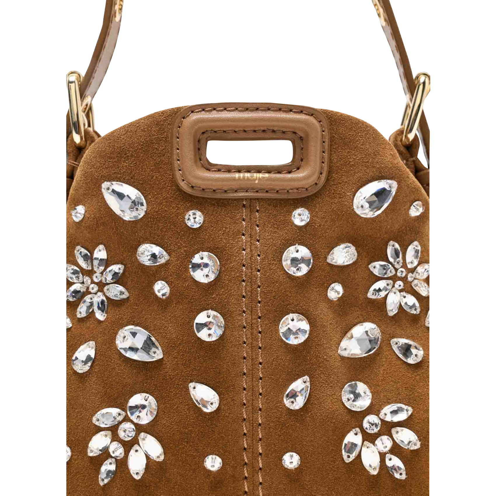 Sac bandoulière en cuir MAJE Marron