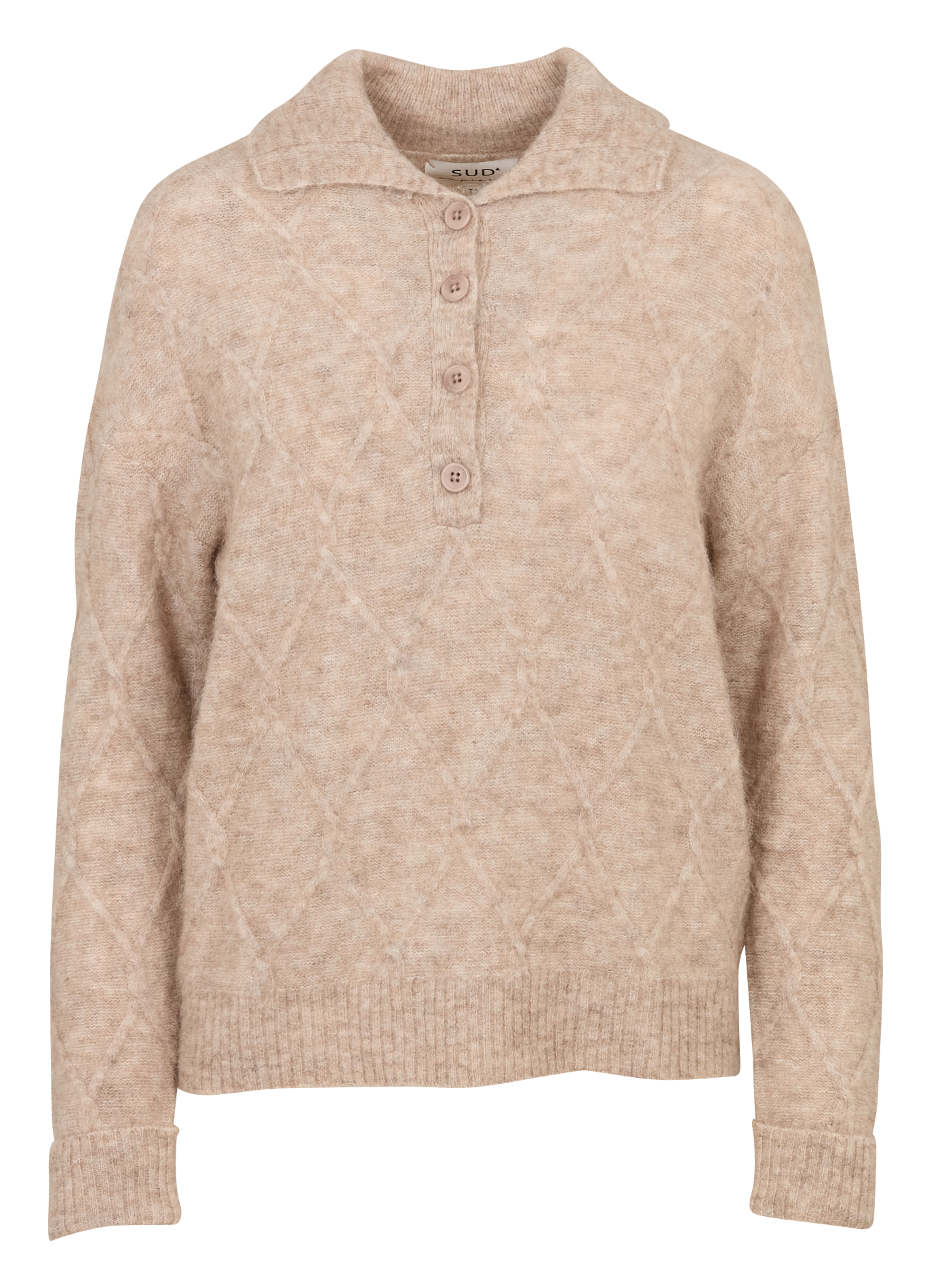 Gerader Pullover mit Polokragen aus Strick SUD EXPRESS Braun