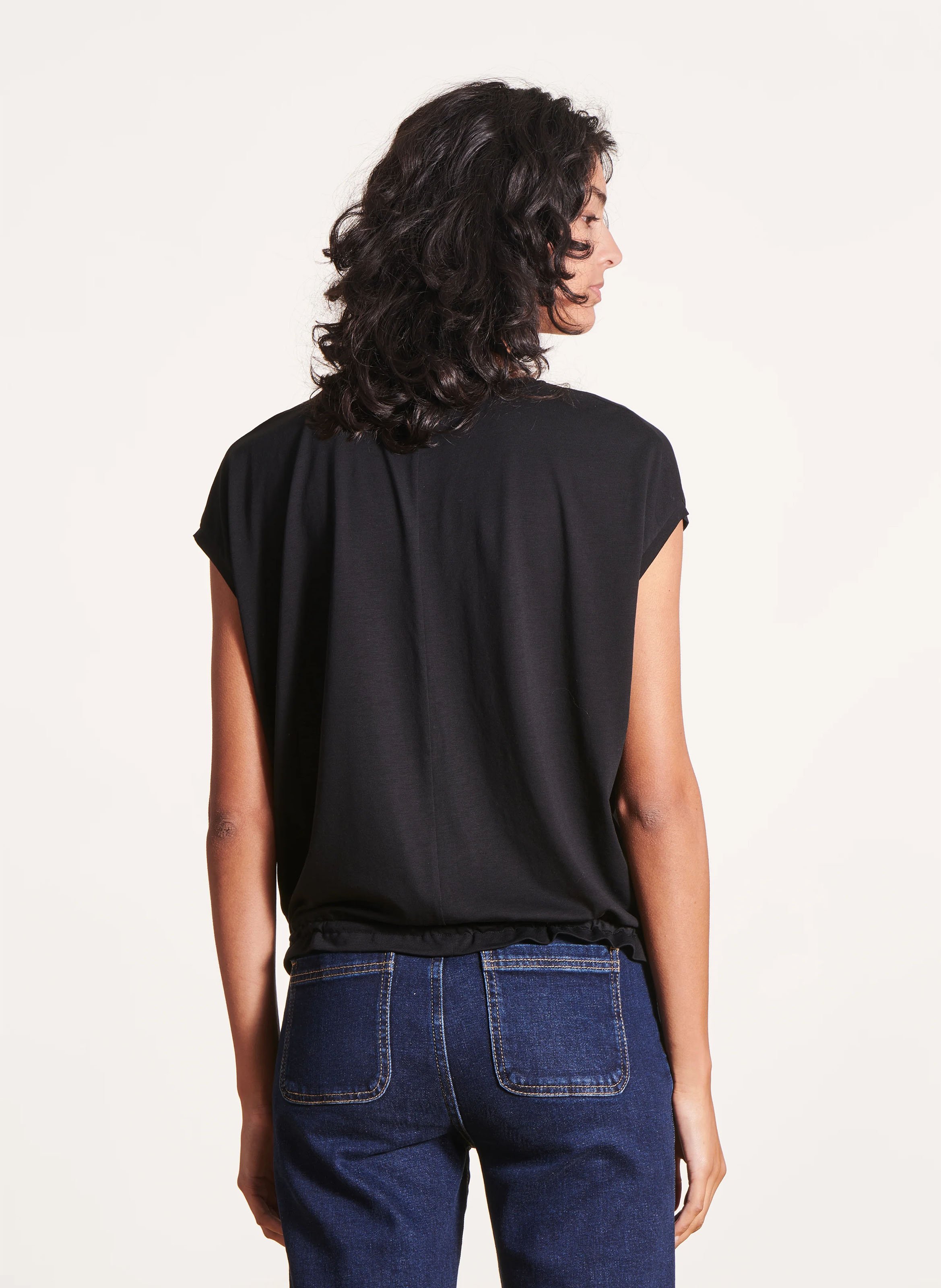 Tee-shirt fluide en coton mélangé  LA FEE MARABOUTEE Noir