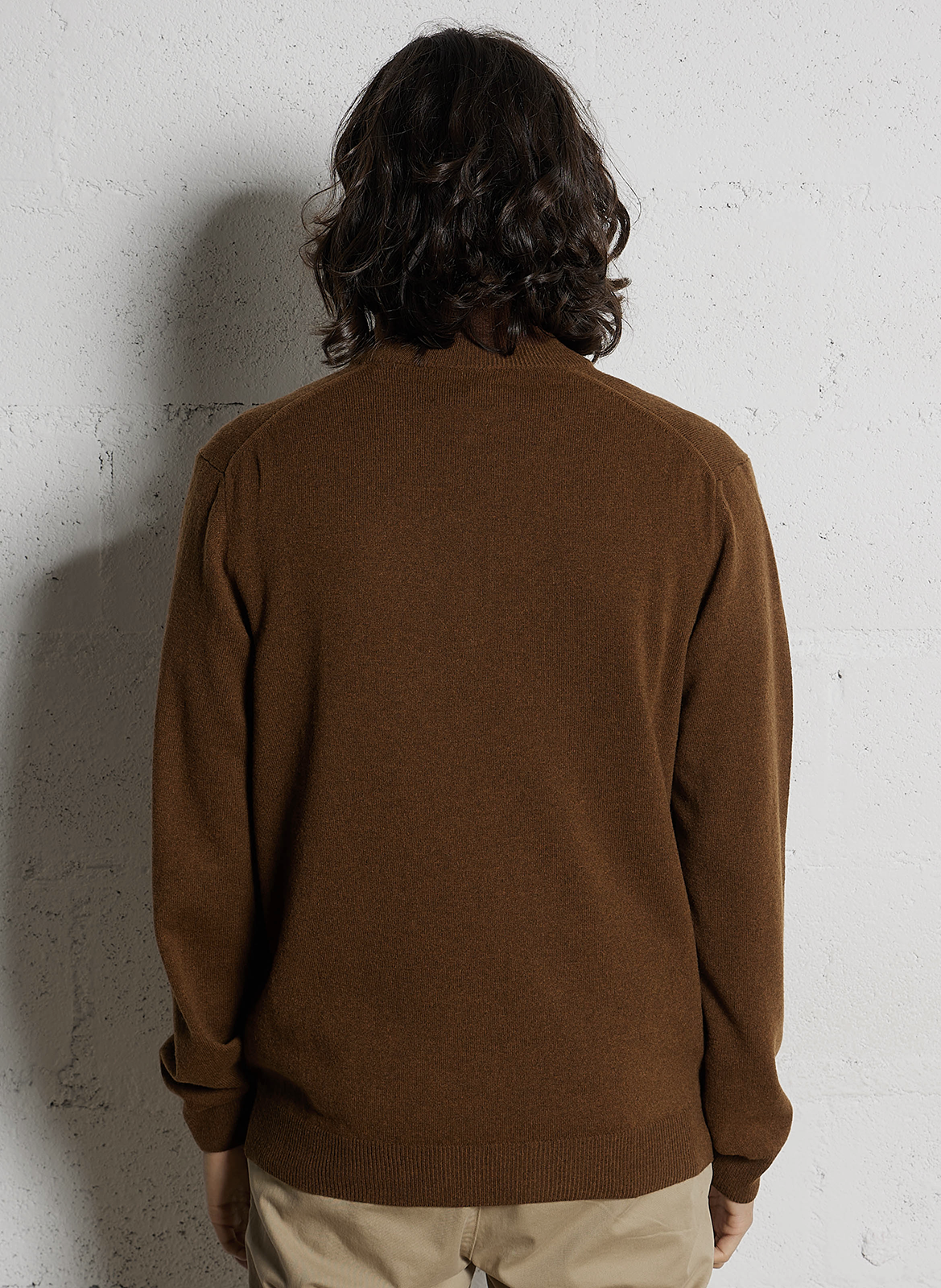 High-neck wool sweater with zip GANT Brown