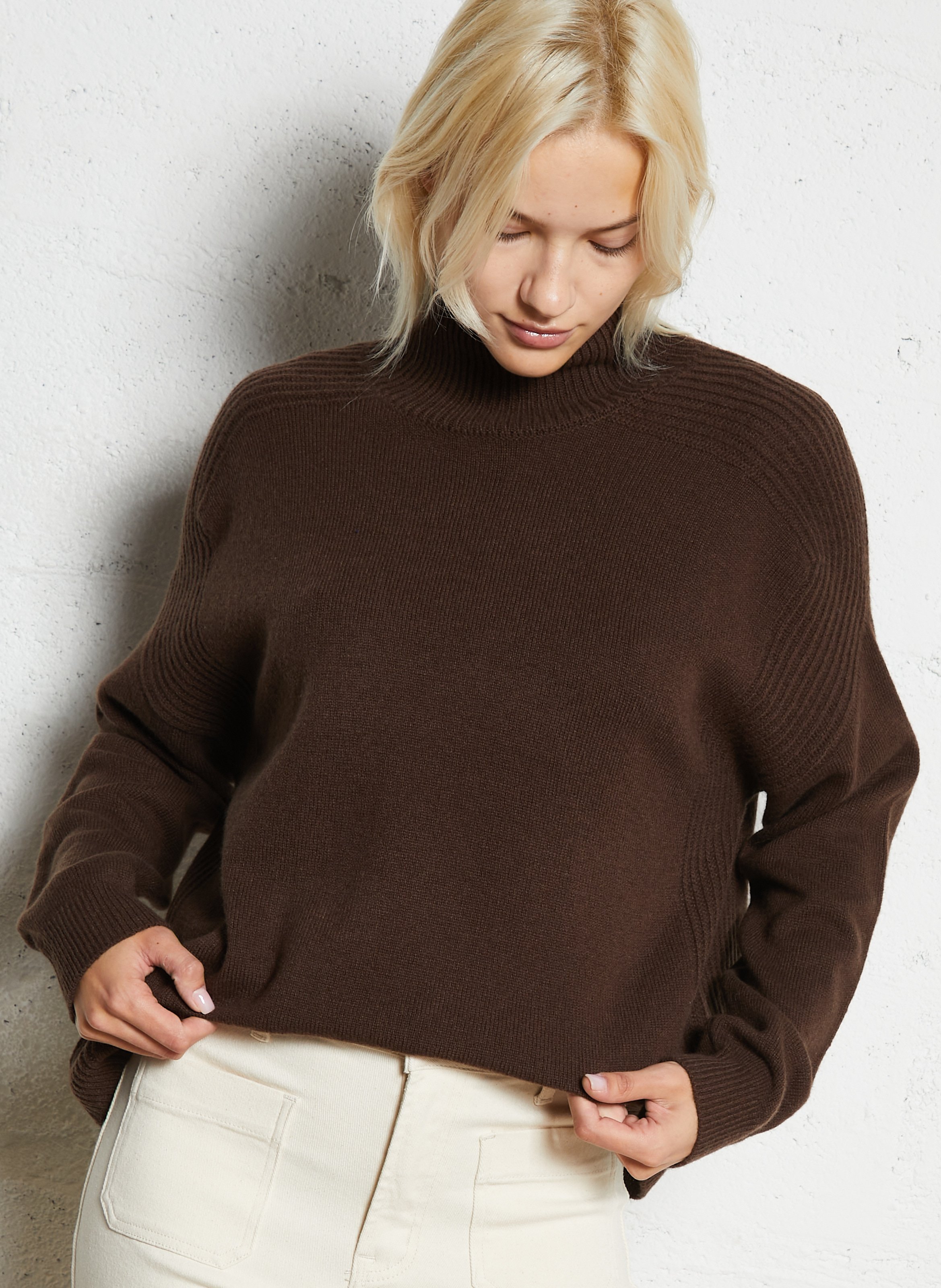 Ruime coltrui van wol LIU JO Bruin