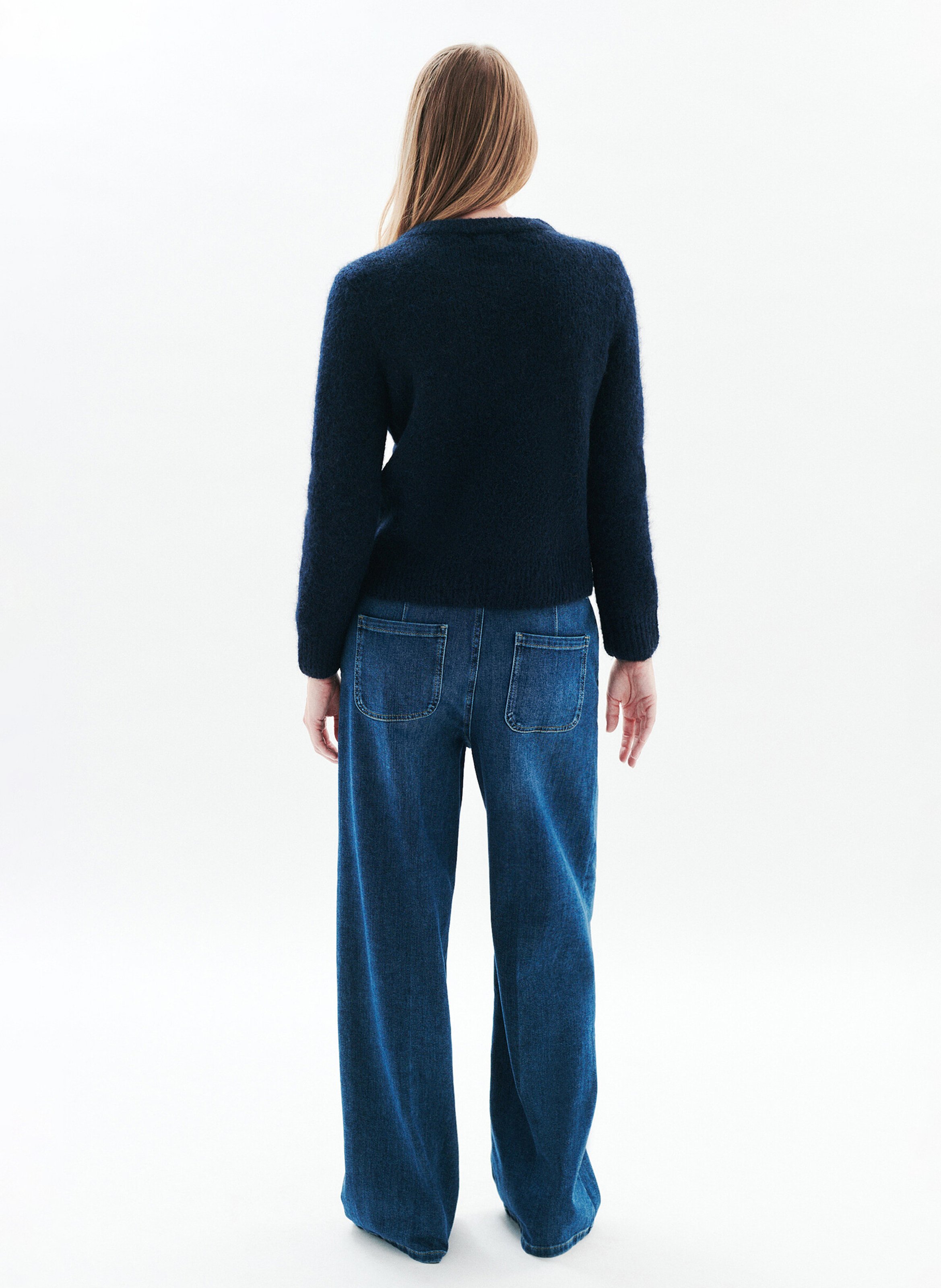 Round-neck straight sweater CAROLL Blue