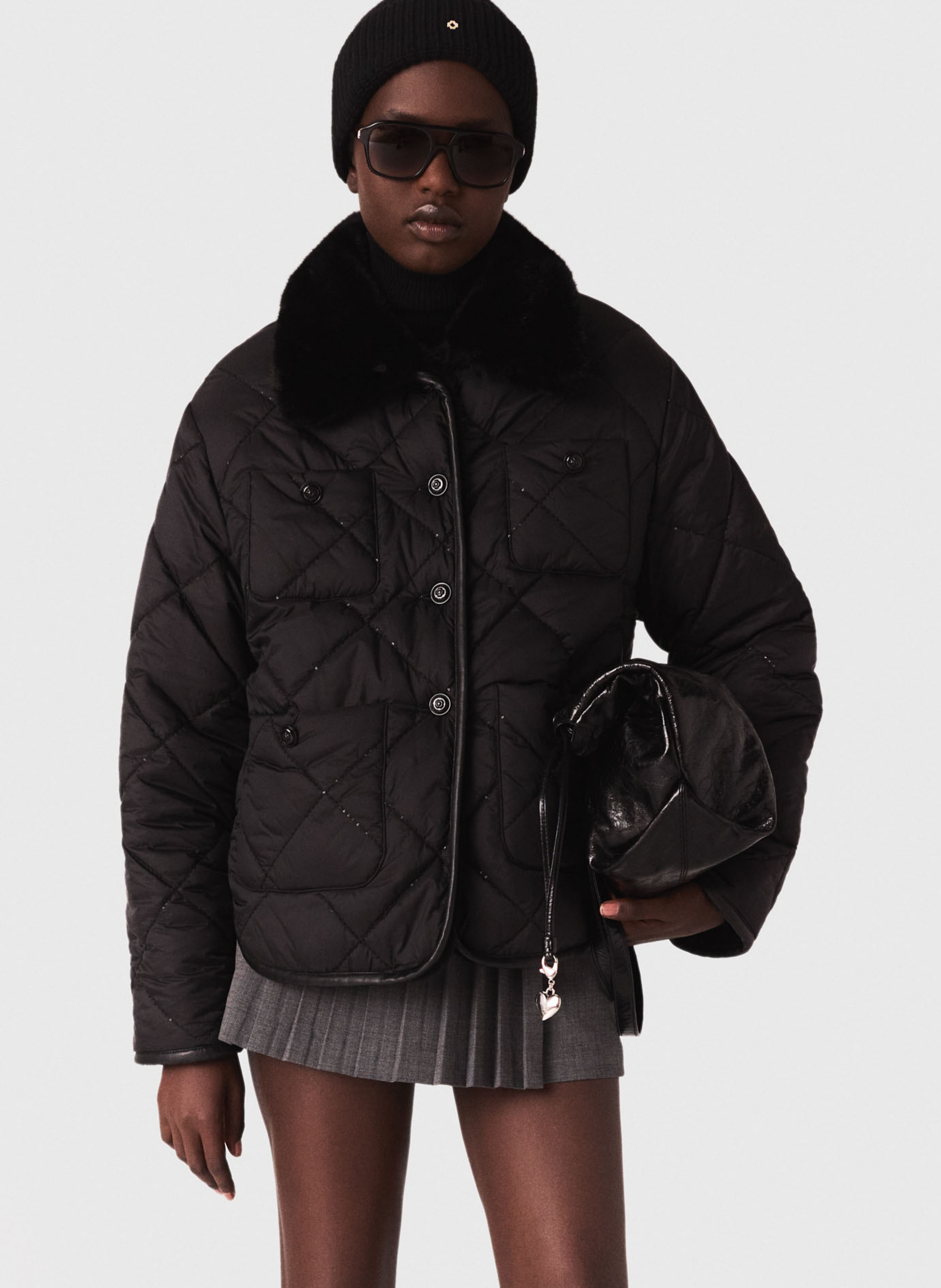 Manteau court réversible MAJE Noir