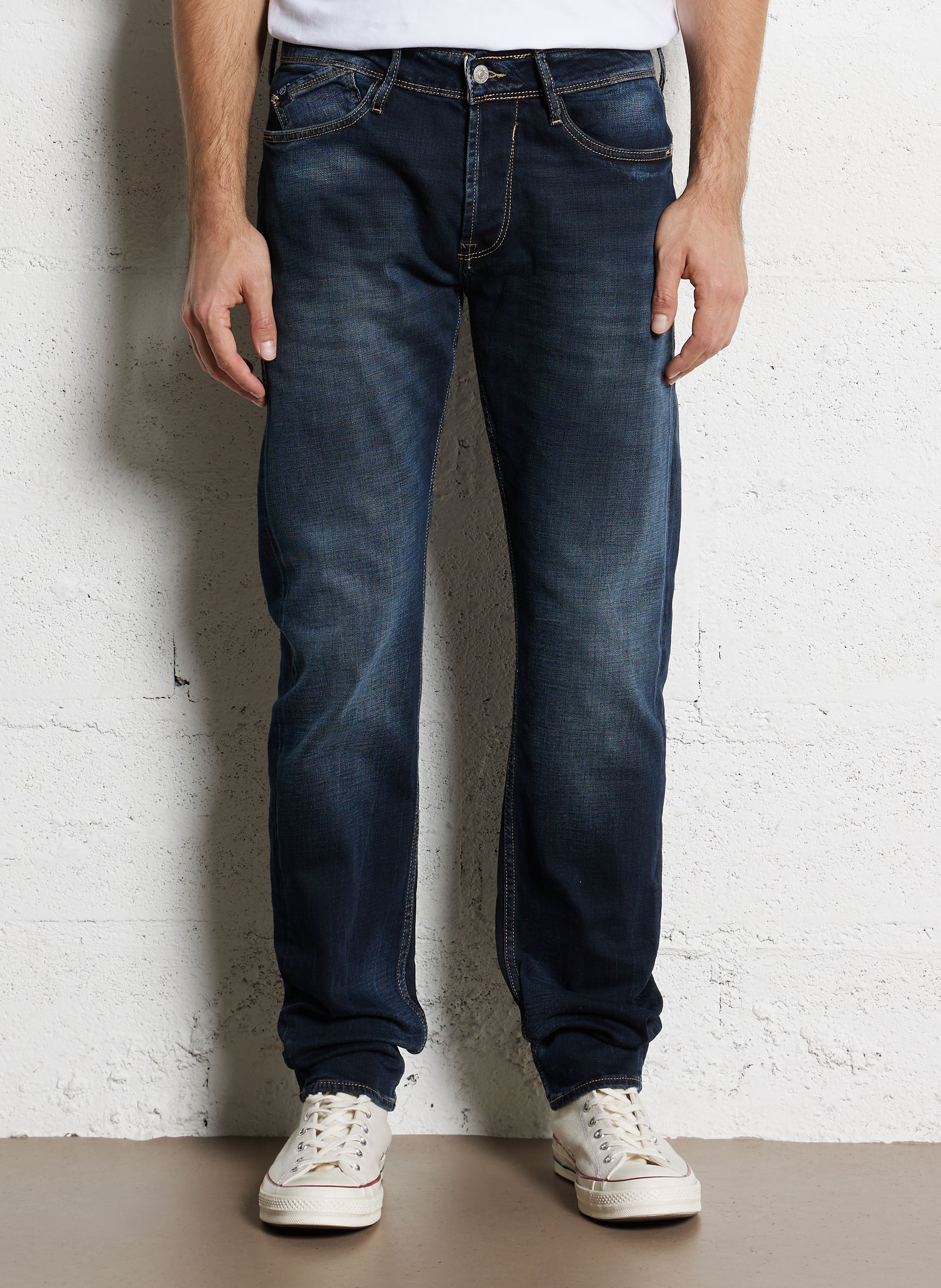 Faded straight jeans LE TEMPS DES CERISES Blue