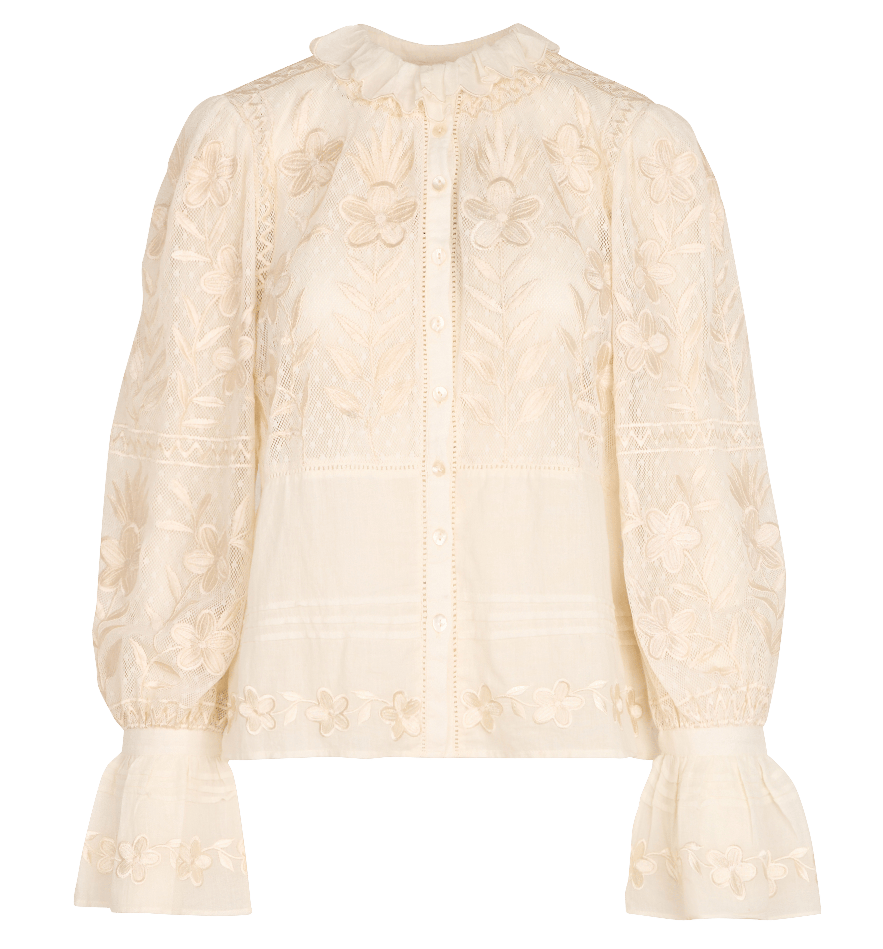 Chemsie col montant en coton ANTIK BATIK Blanc