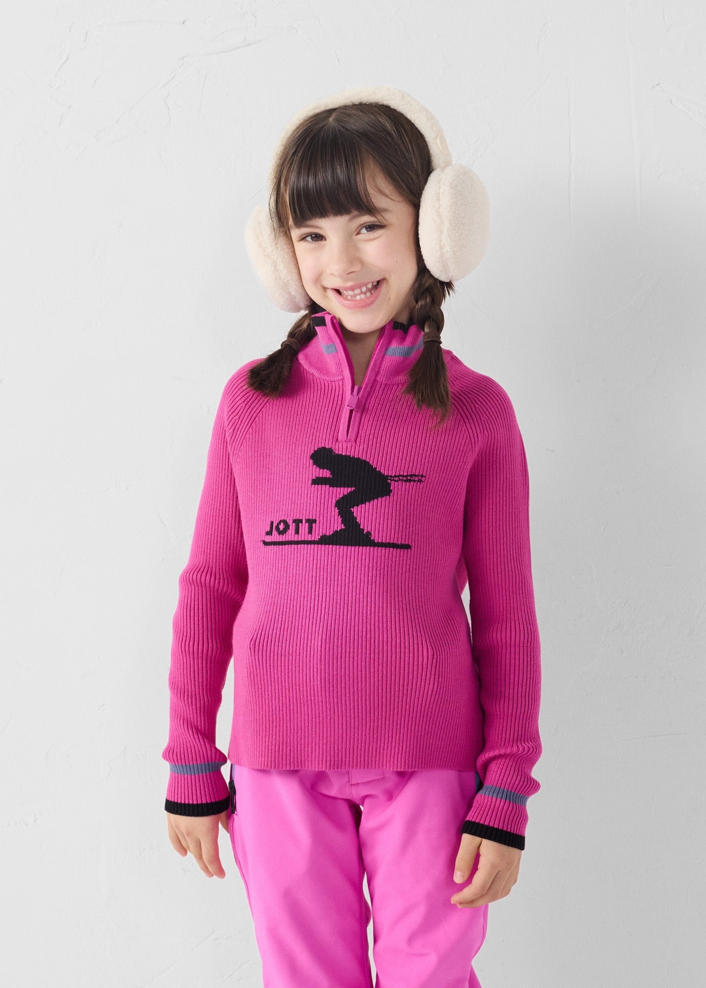 Ribbed high neck sweater JOTT Pink