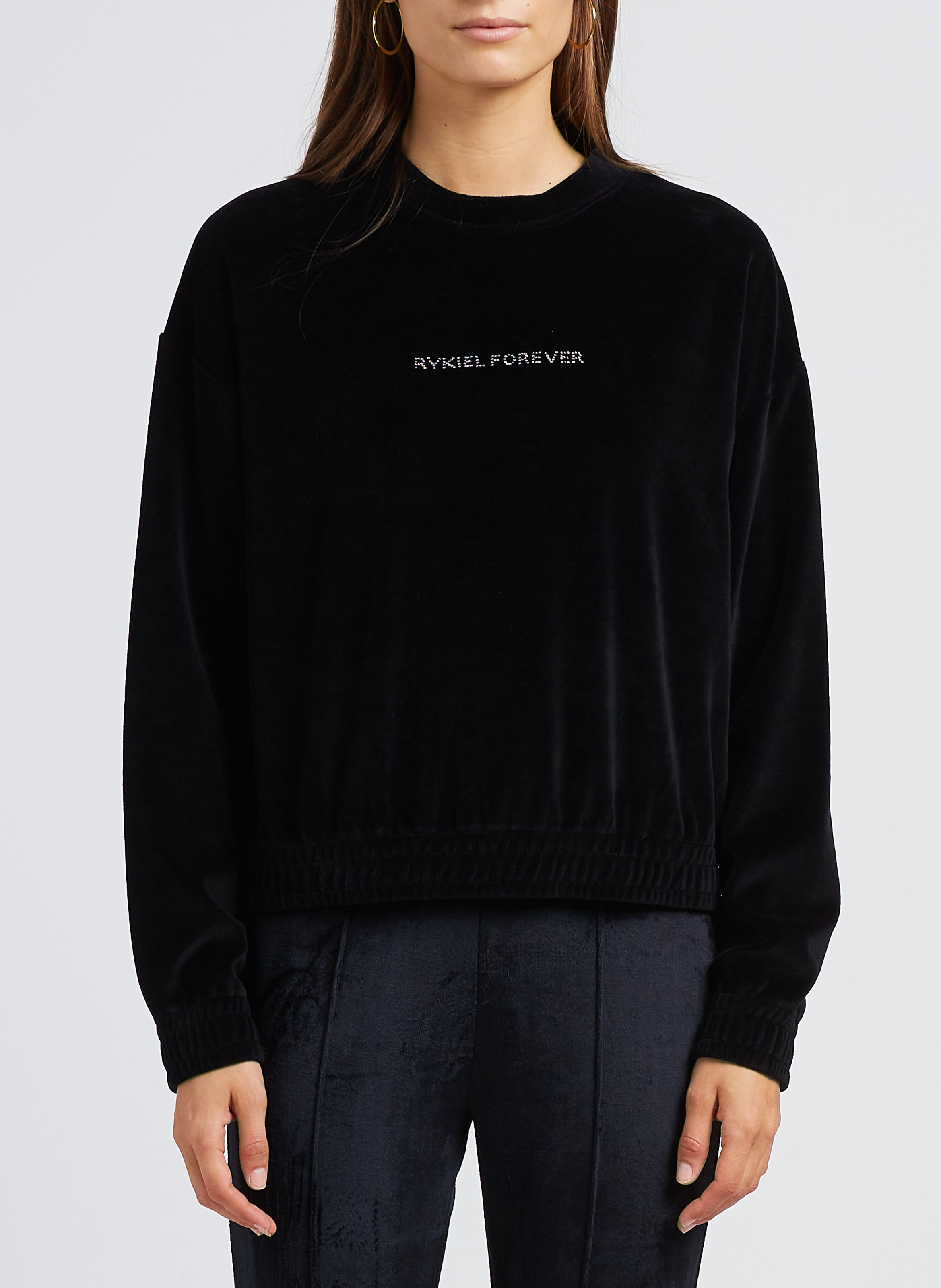 Round-neck cotton-blend sweatshirt SONIA RYKIEL Black
