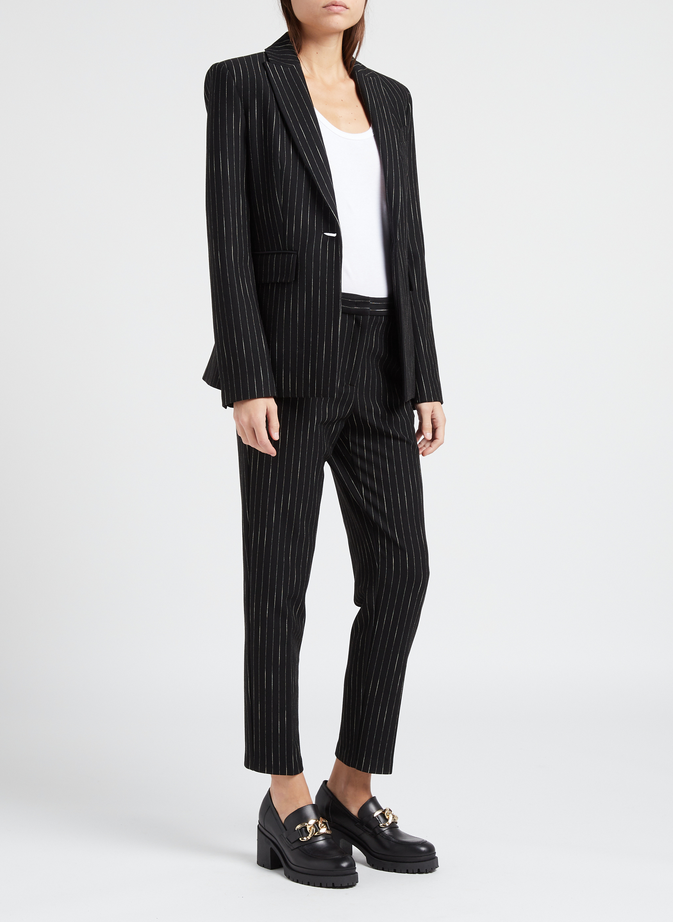 Getailleerde blazer met strepen PINKO Zwart