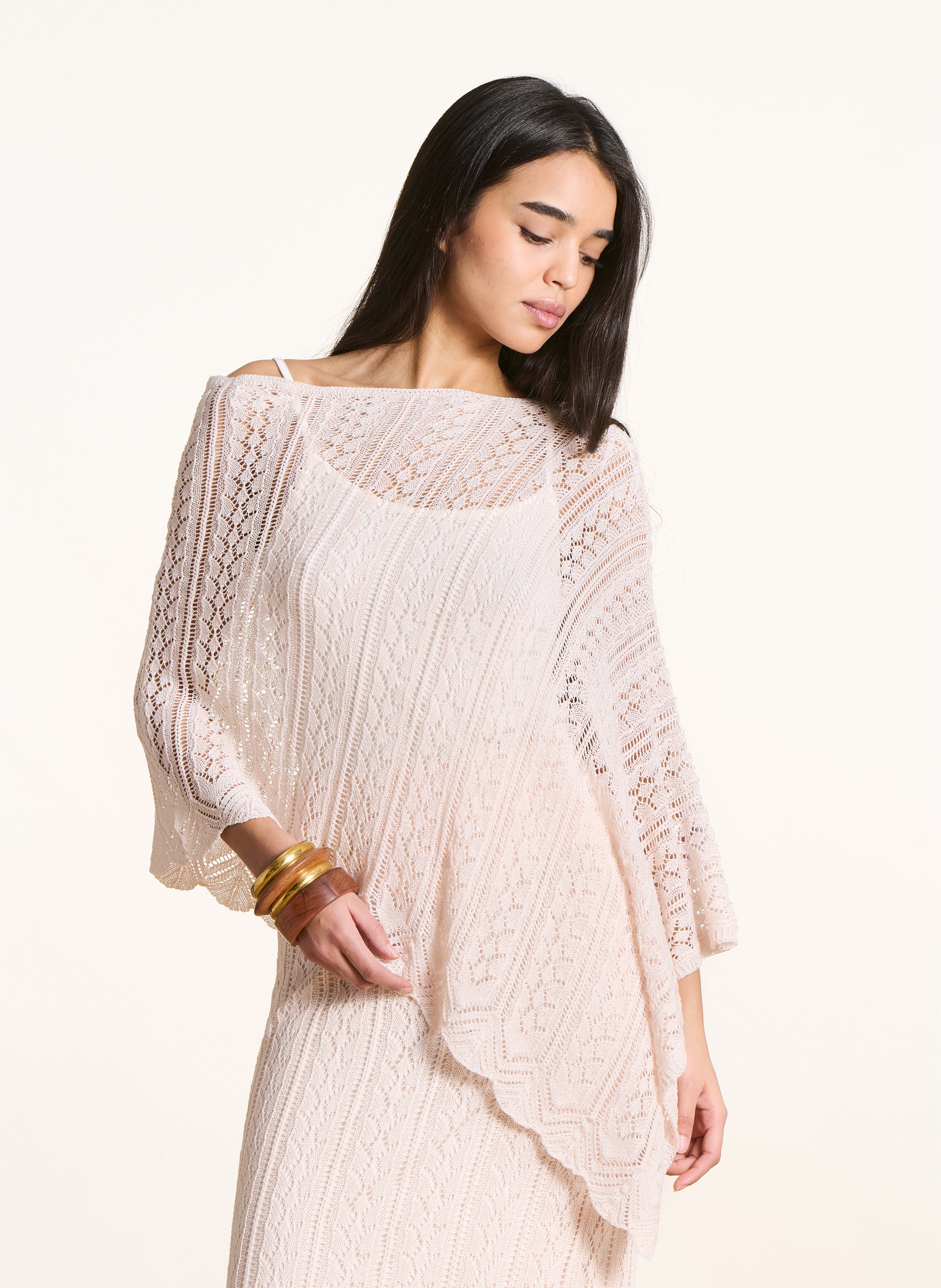 Cape-style round neck sweater LA FEE MARABOUTEE White