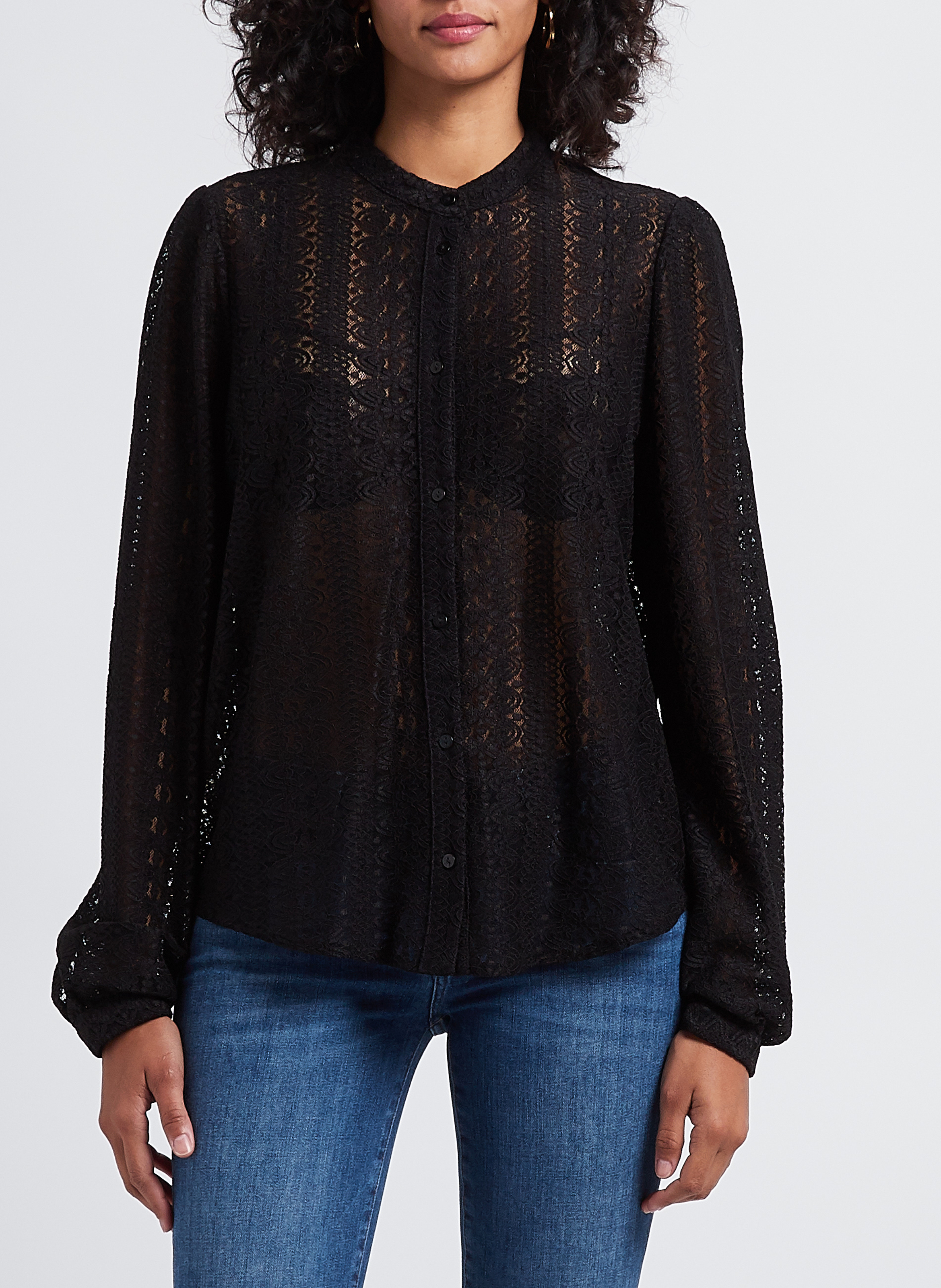 Embroidered blouse with mandarin collar VILA
