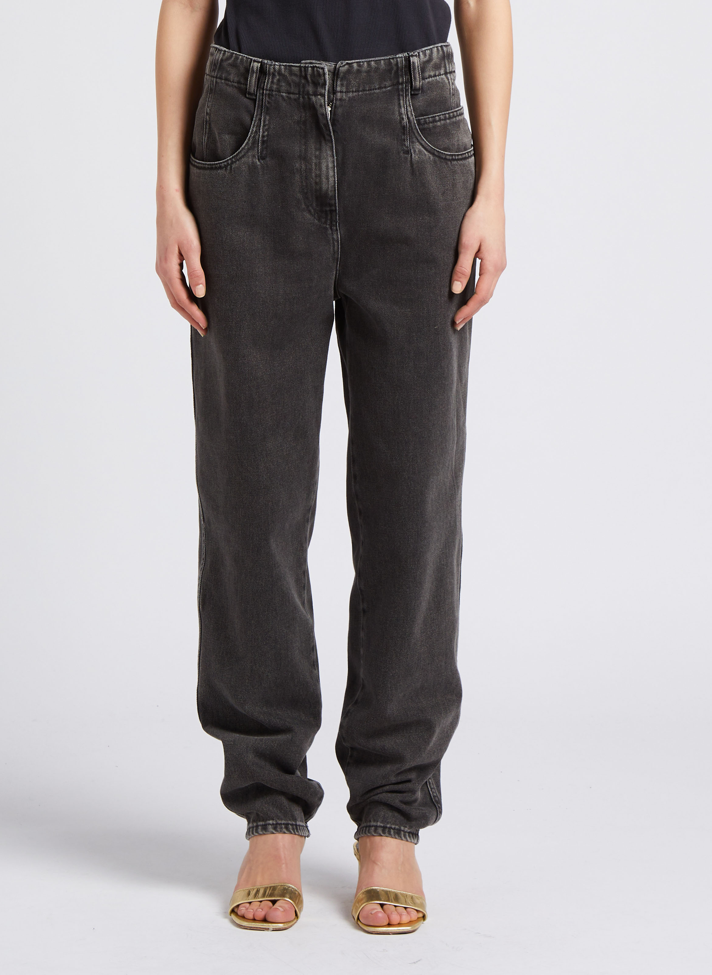 Jean carotte taille haute en coton  IRO Gris