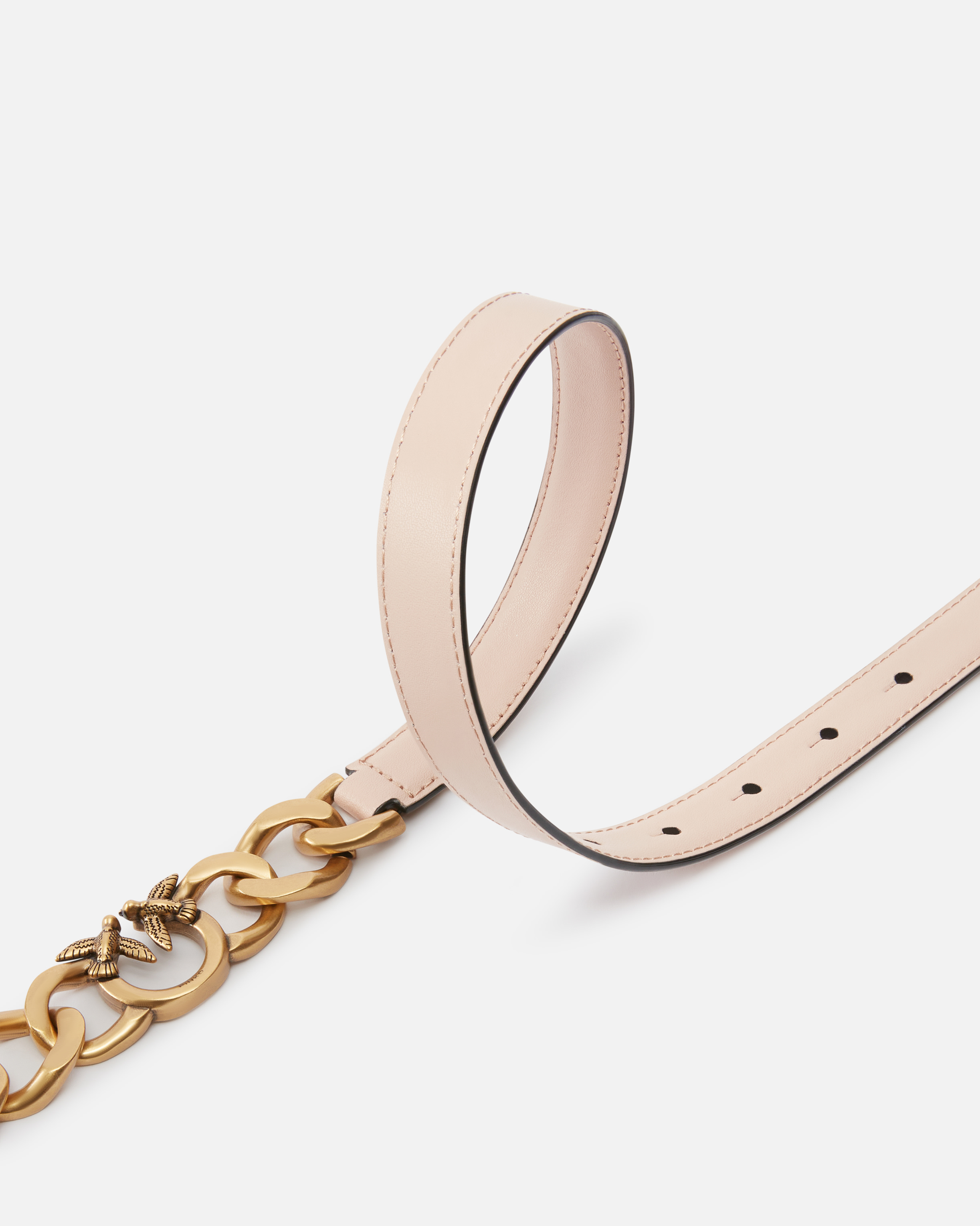 Slim 2 cm leather belt with chain PINKO Multicolored