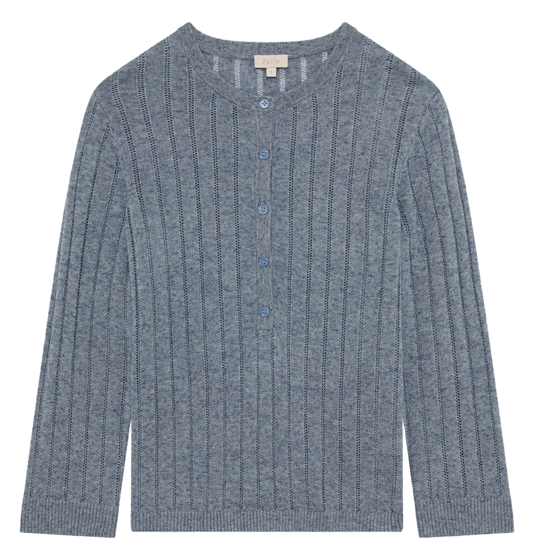 Straight round-neck knit sweater PABLO Blue