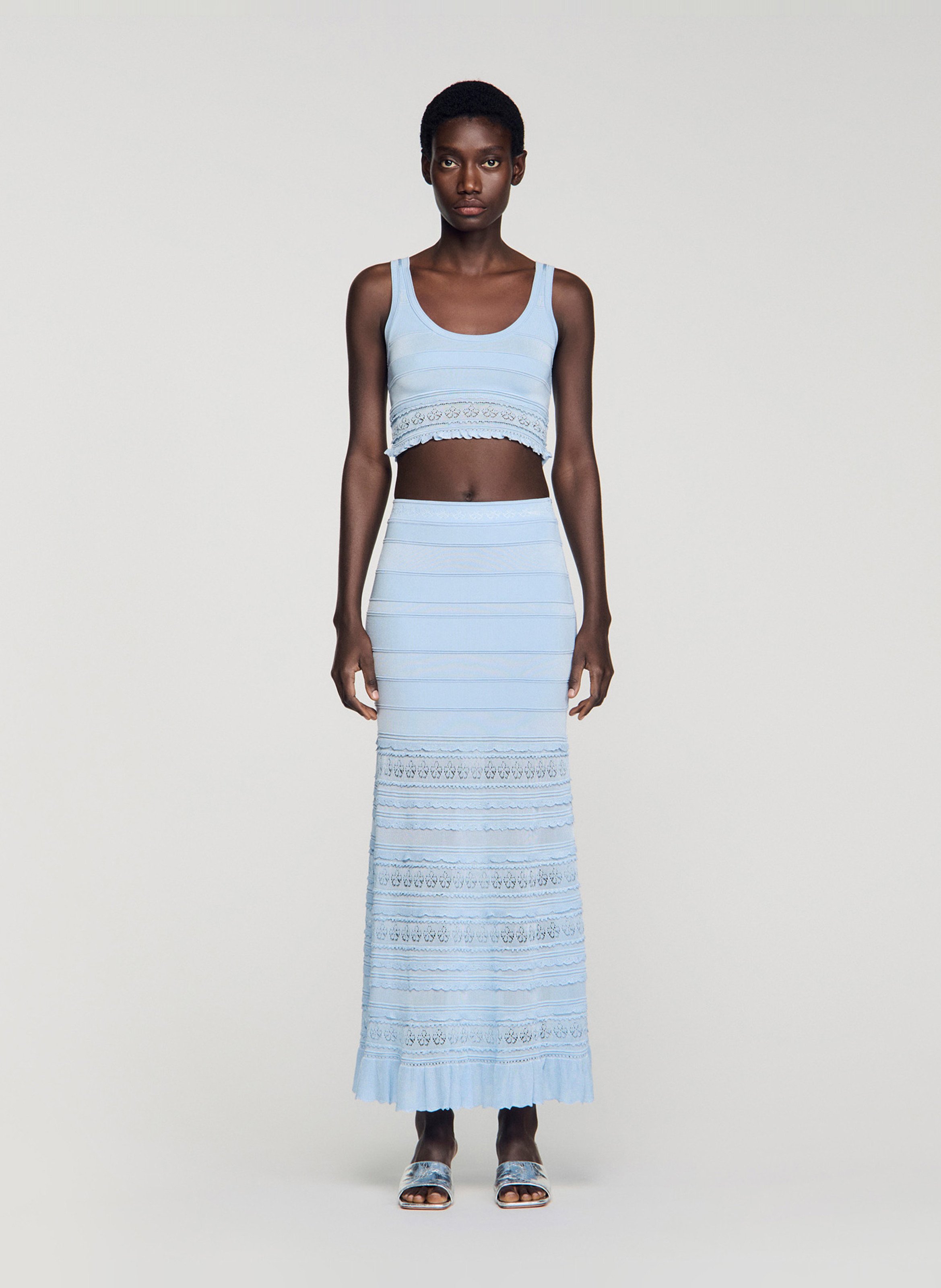 Korte top van tricot SANDRO Blauw