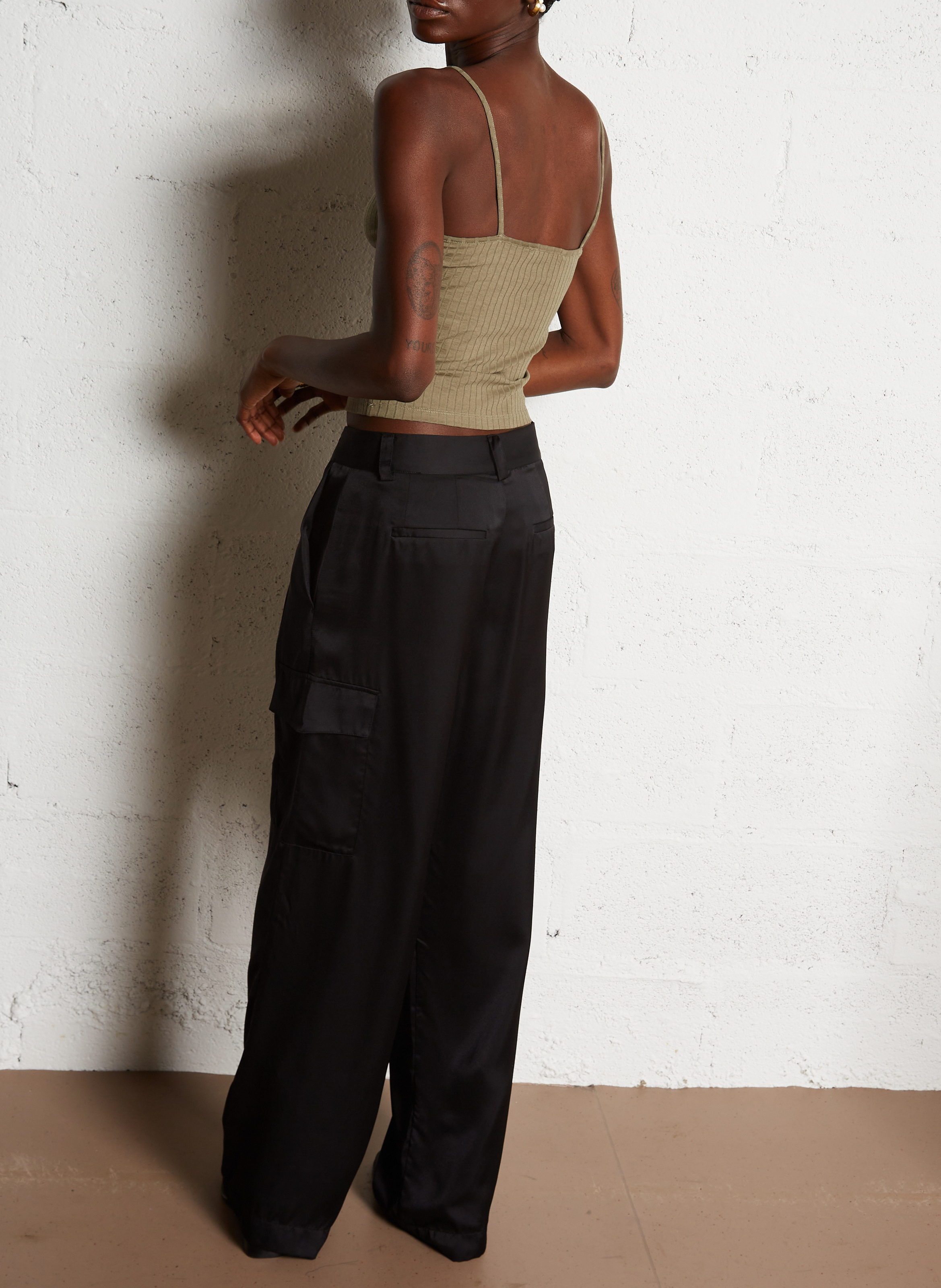 Pantalon large taille haute BA&SH Noir