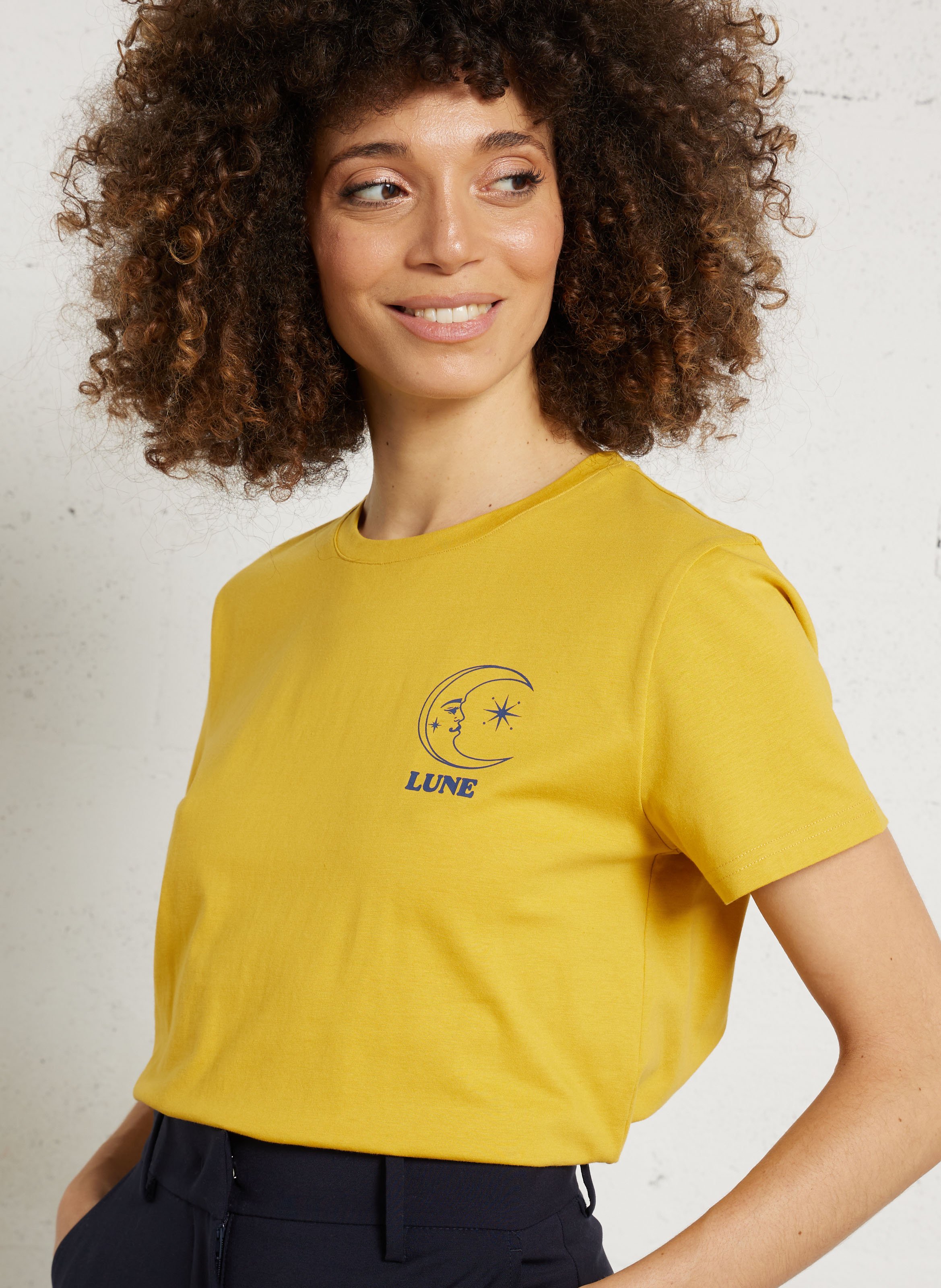 Ruimvallend, katoenen T-shirt met ronde hals en zeefdruk LA PETITE ETOILE Veelkleurig