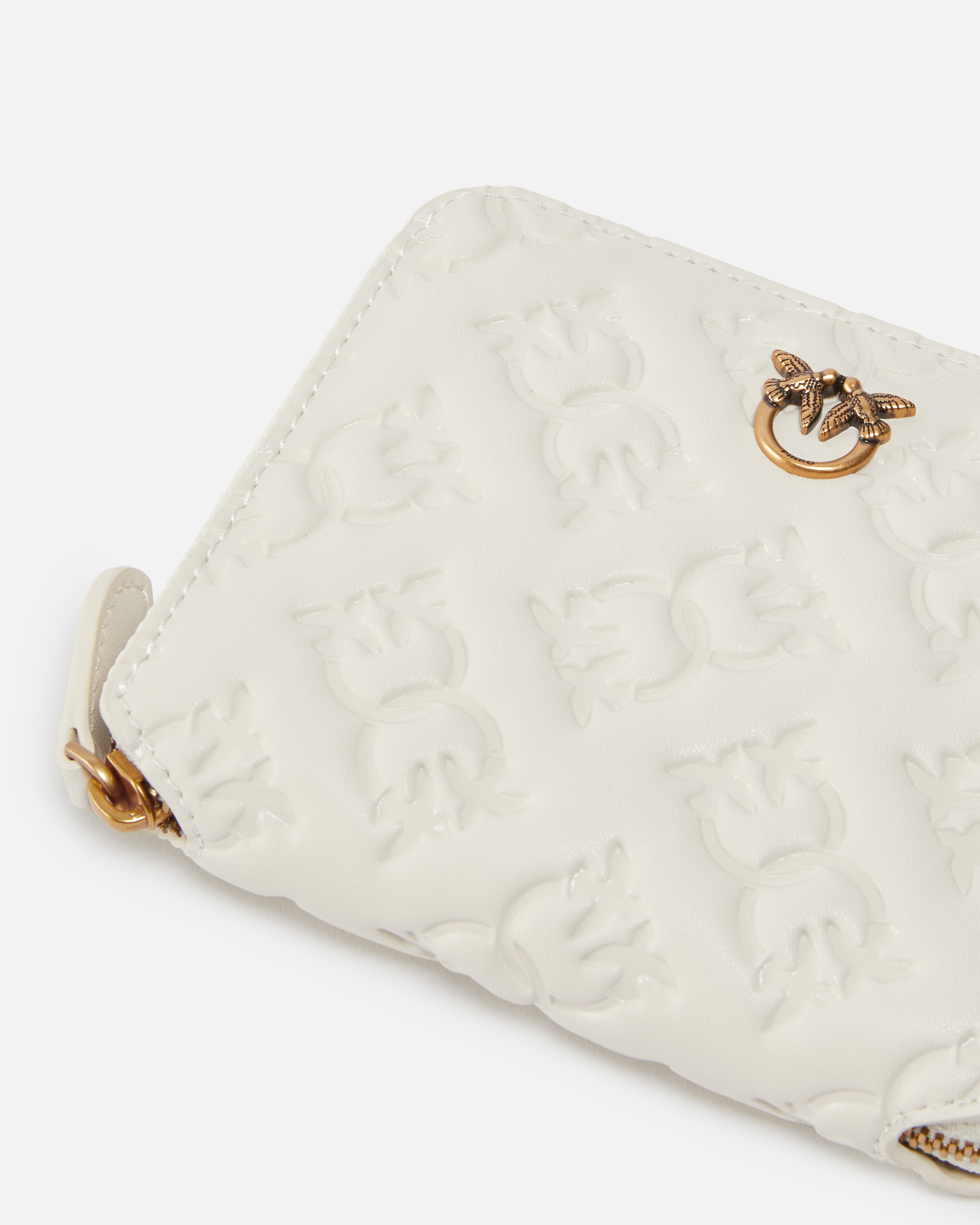 Square embossed monogram leather wallet PINKO White