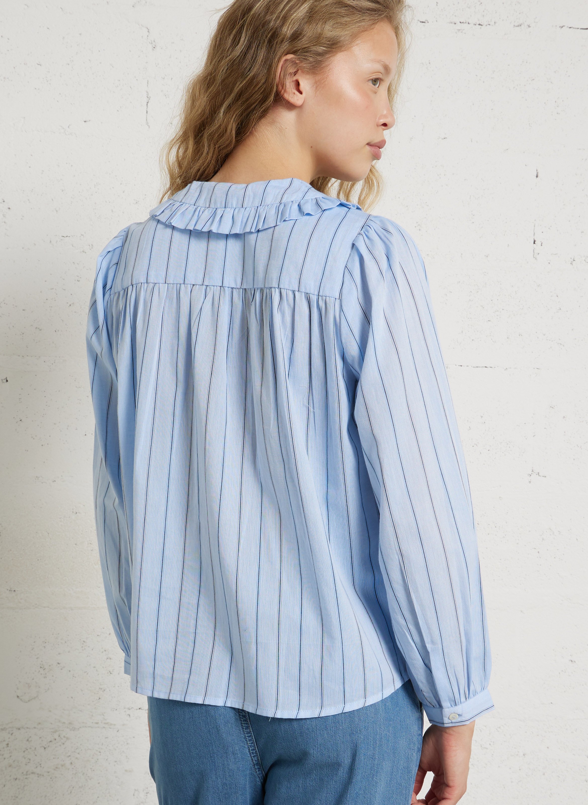 Cotton shirt with Peter Pan collar EMILE ET IDA Blue