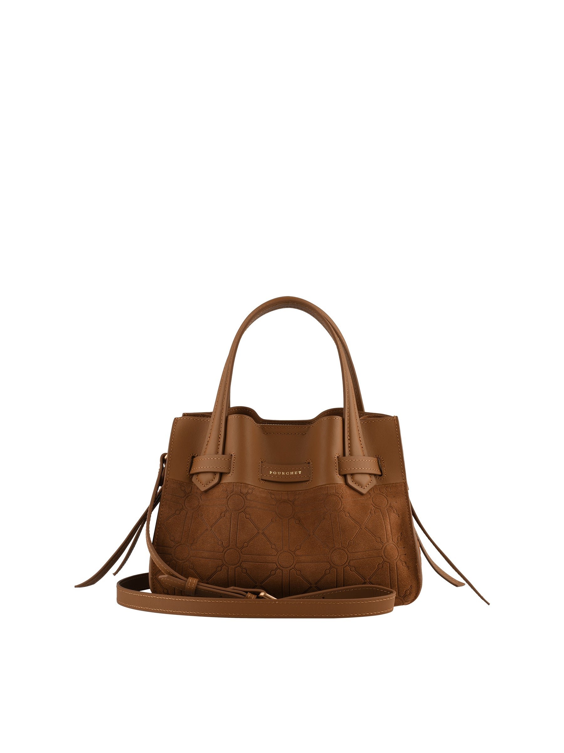 Suede and leather handbag Brown