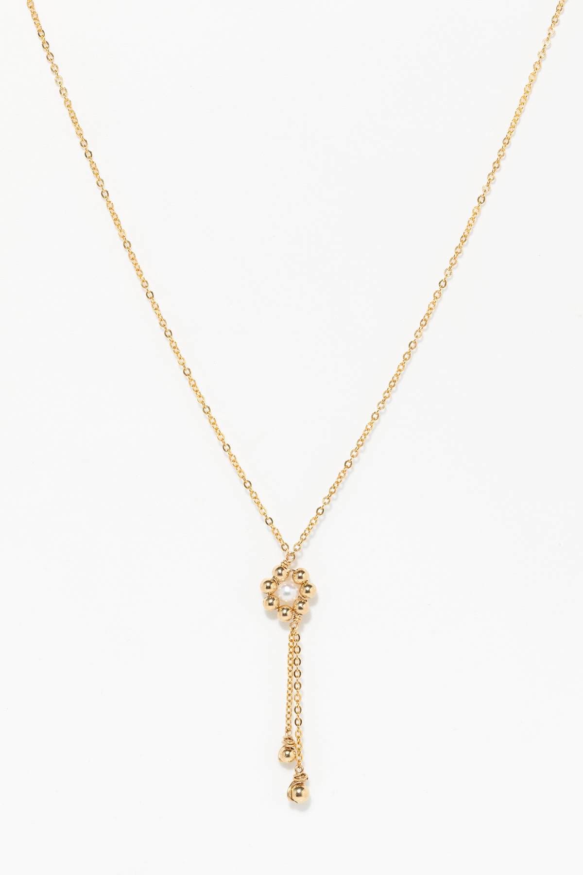 Daisy pearl tie necklace YAY Golden