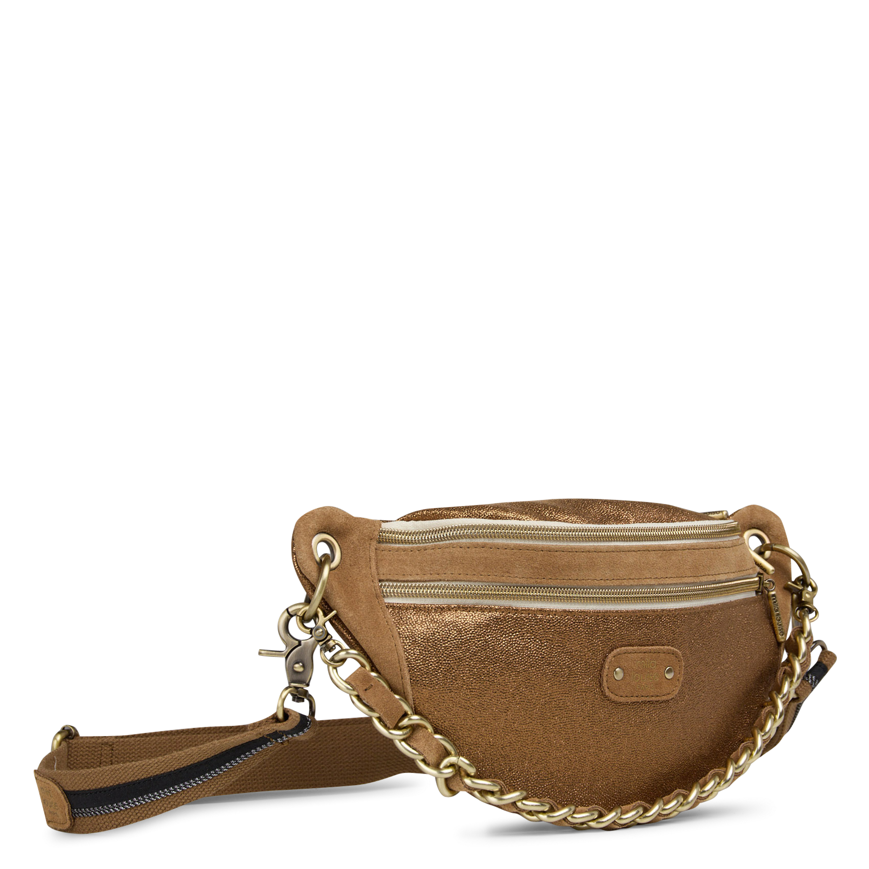 Sac banane en textile brillant MILA LOUISE Marron