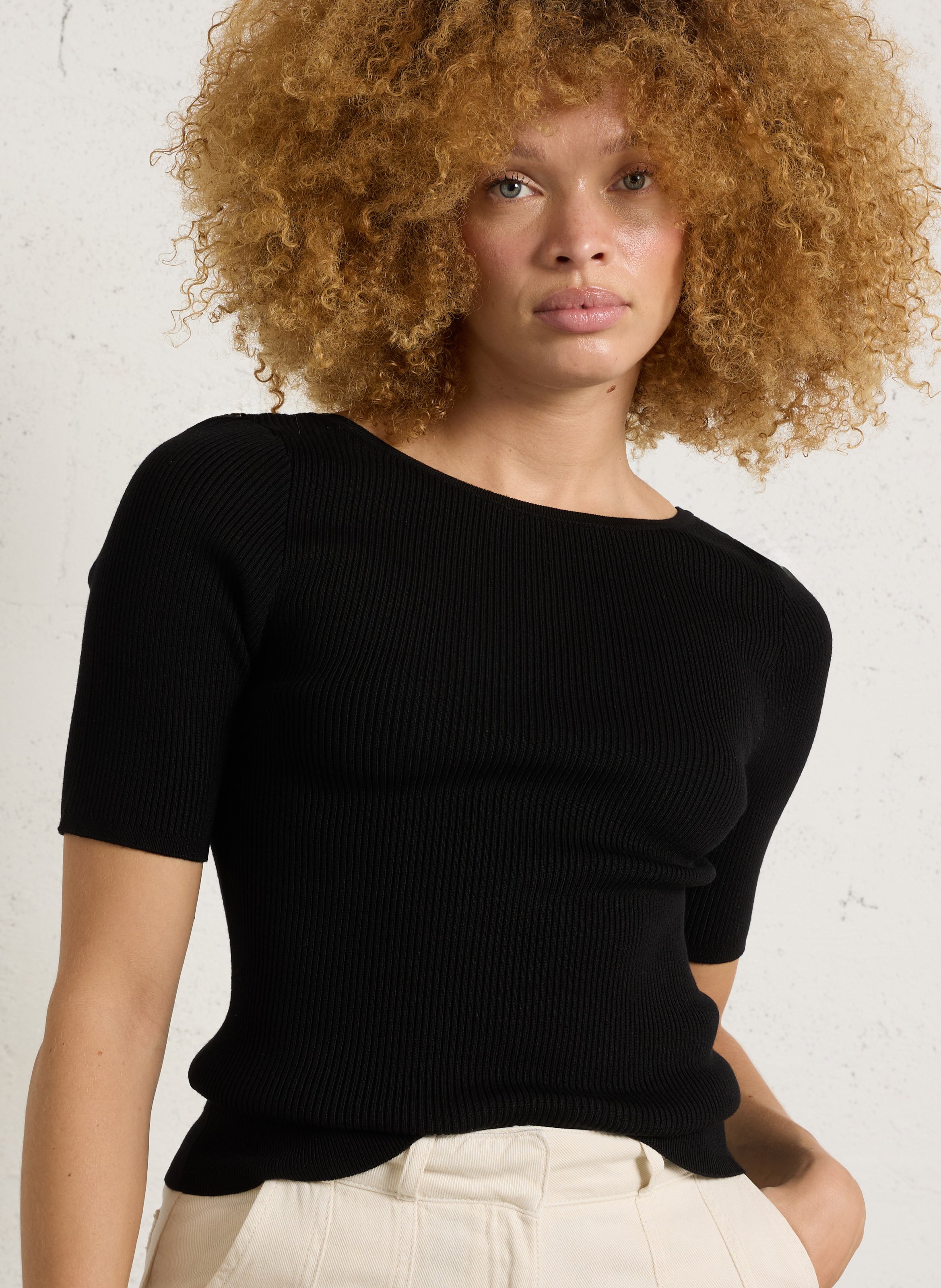 Fitted boat neck knit top MAISON 123