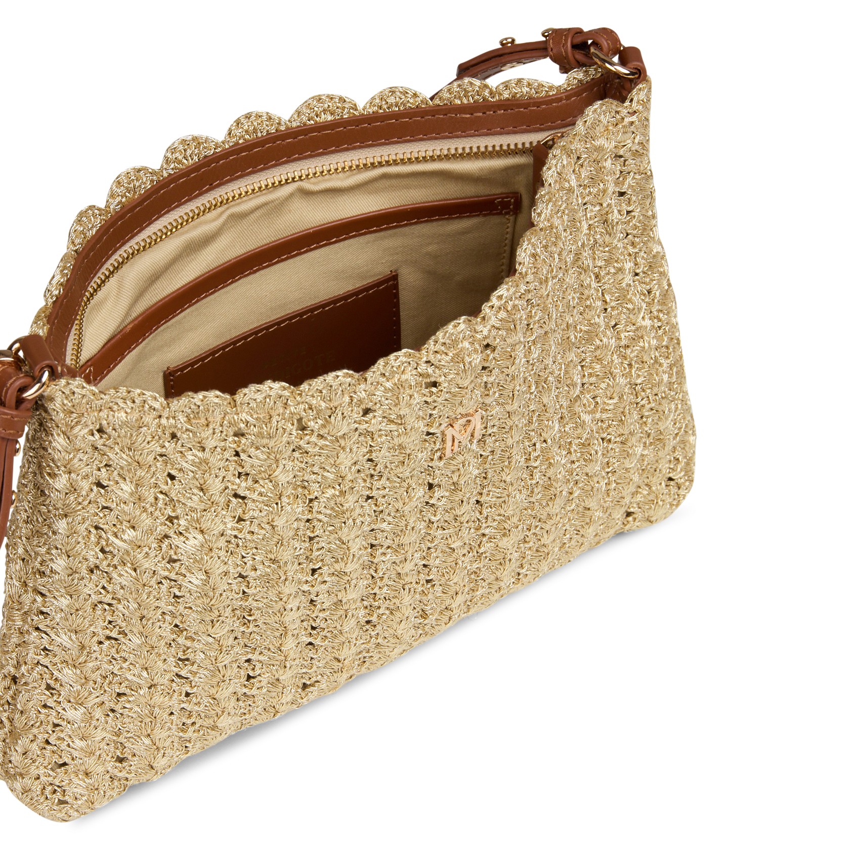 Gehaakte schoudertas PETITE MENDIGOTE Goudkleurig