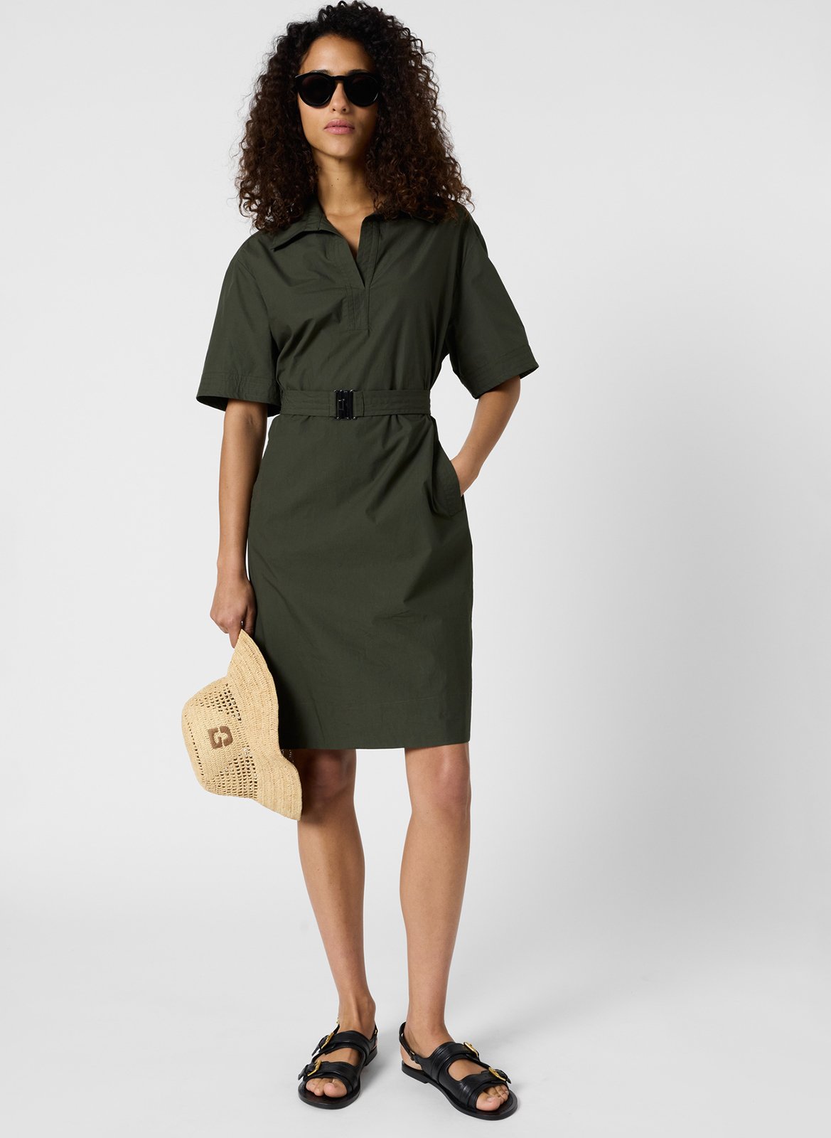 Robe courte droite unie en coton GERARD DAREL Kaki