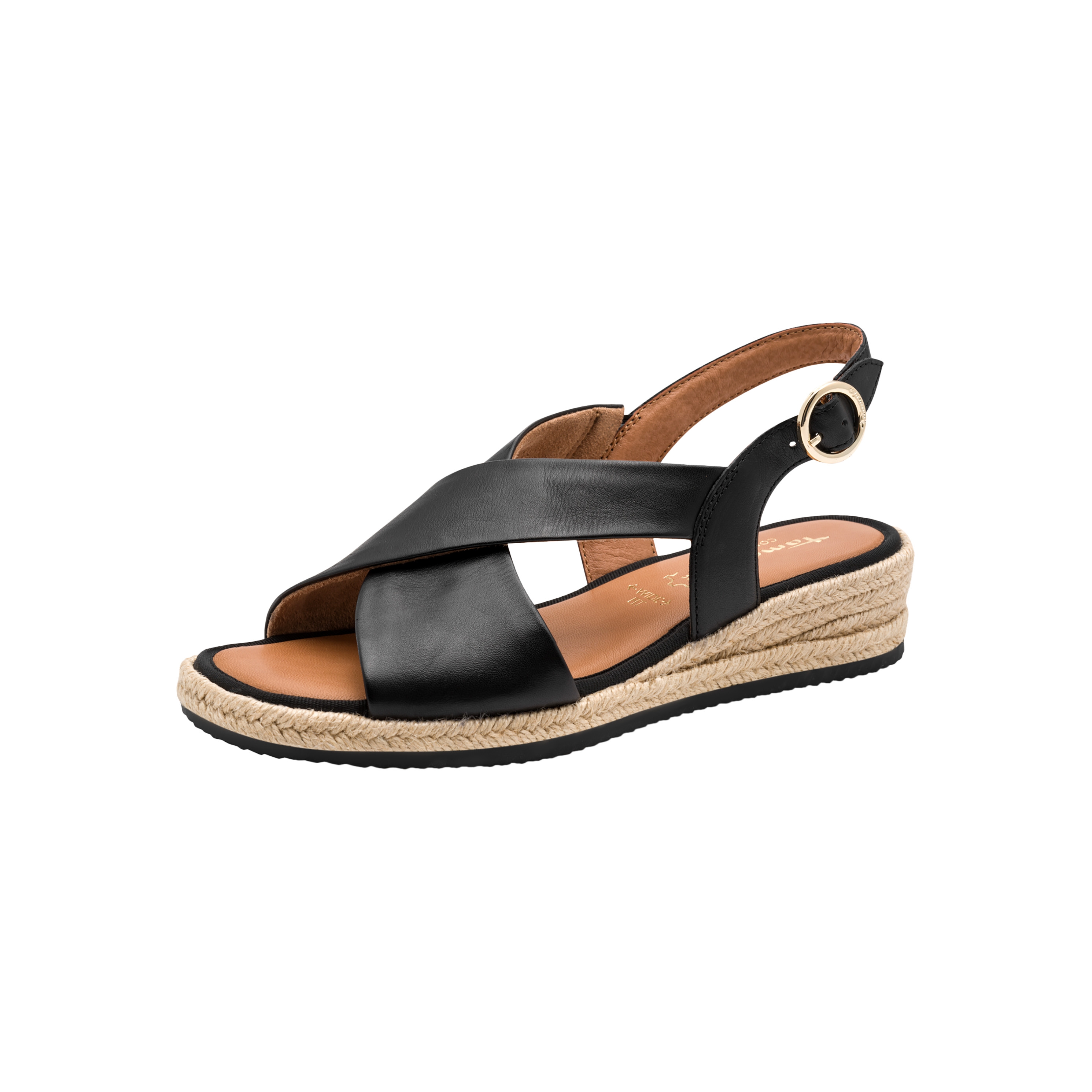 Comfort leather wedge sandals TAMARIS Black