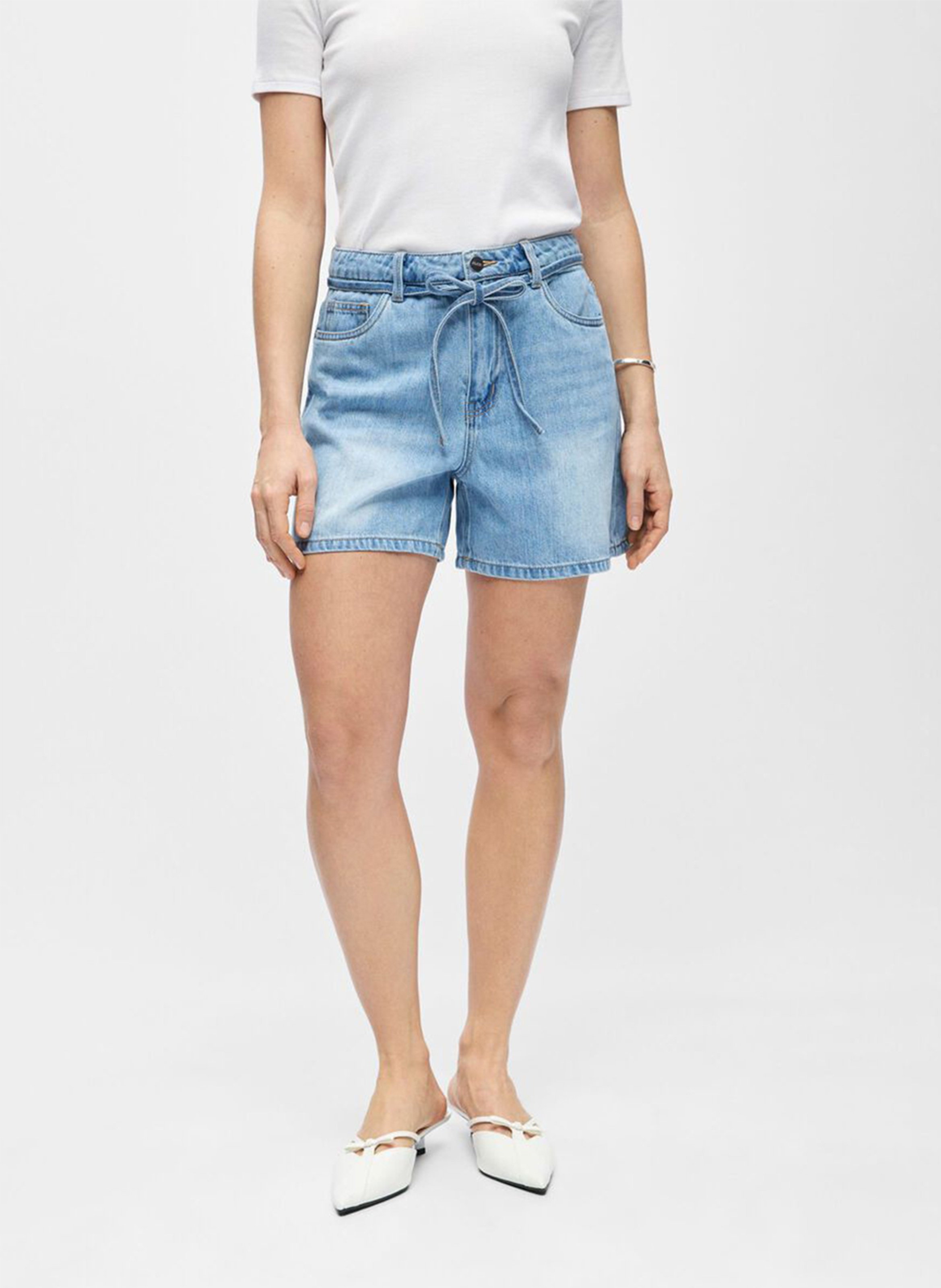 Short droit à ceinture fine OBJECT Bleu