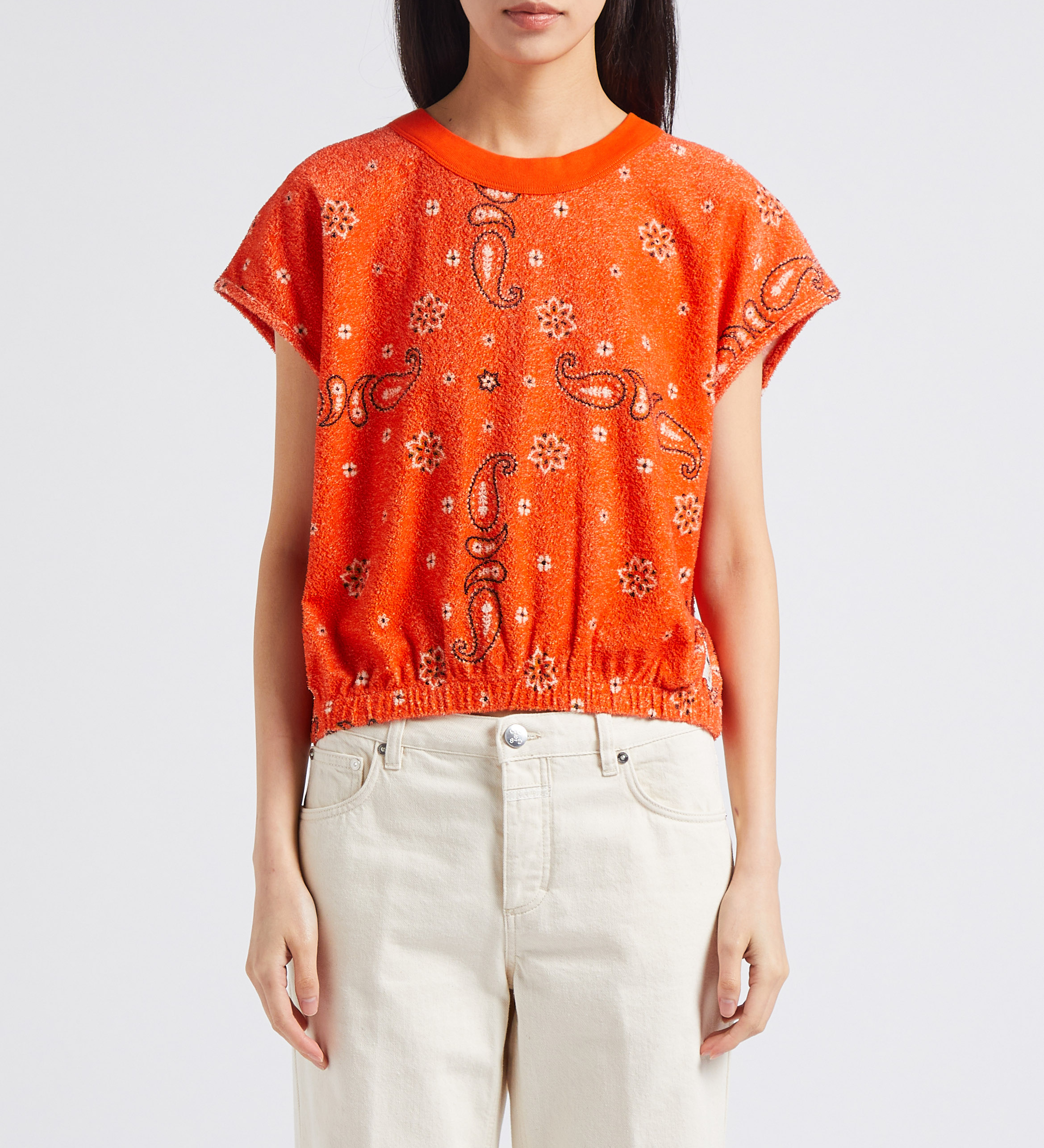 Printed organic cotton terry-look T-shirt BELLEROSE Grey