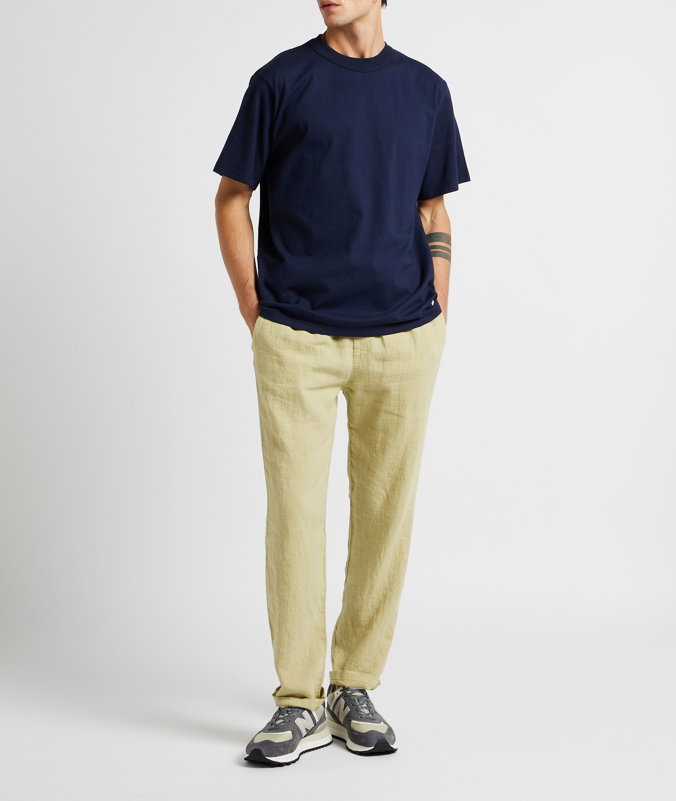 Recht T-shirt van biokatoen met hoog aansluitende kraag ARMOR LUX Blauw