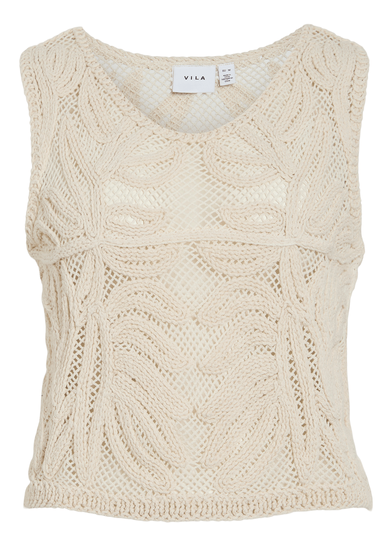 Top sans manches à broderies crochet VILA Grey