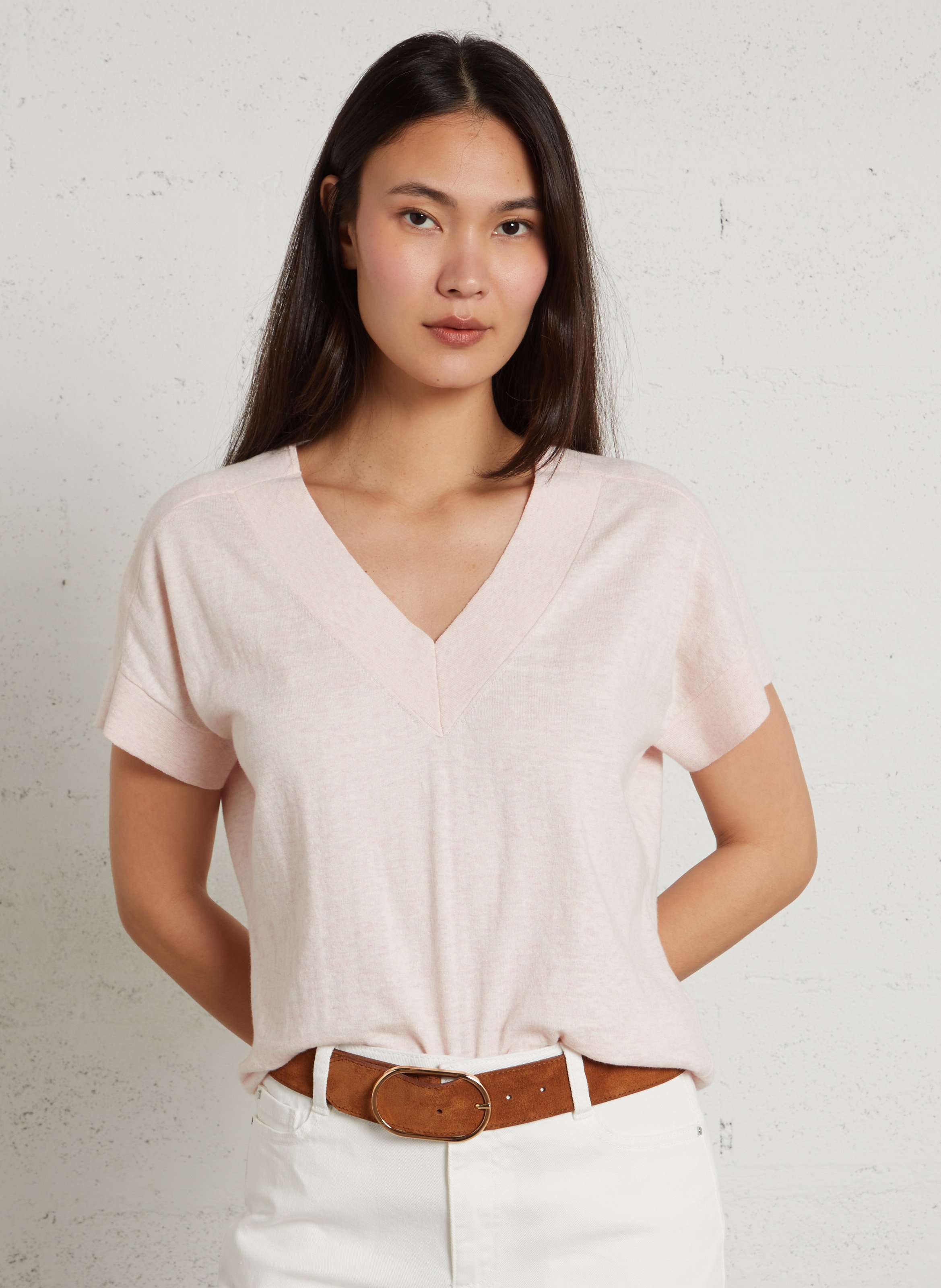 Top oversize col V en coton MAISON 123