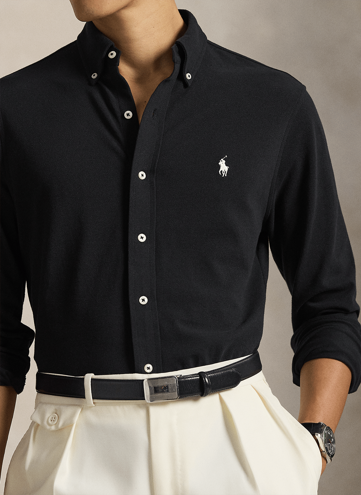 Fitted knit shirt | Black POLO RALPH LAUREN Men