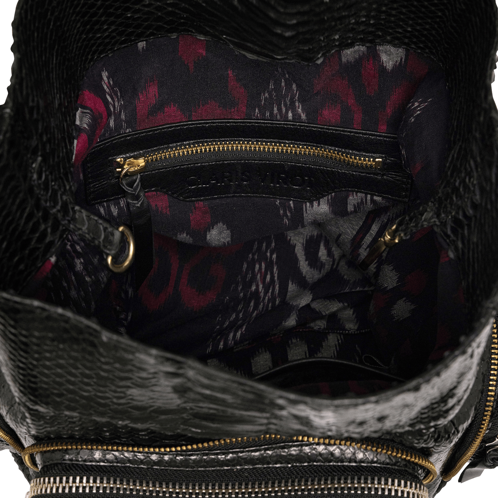 Schlangenleder Eimer Tasche CLARIS VIROT Schwarz