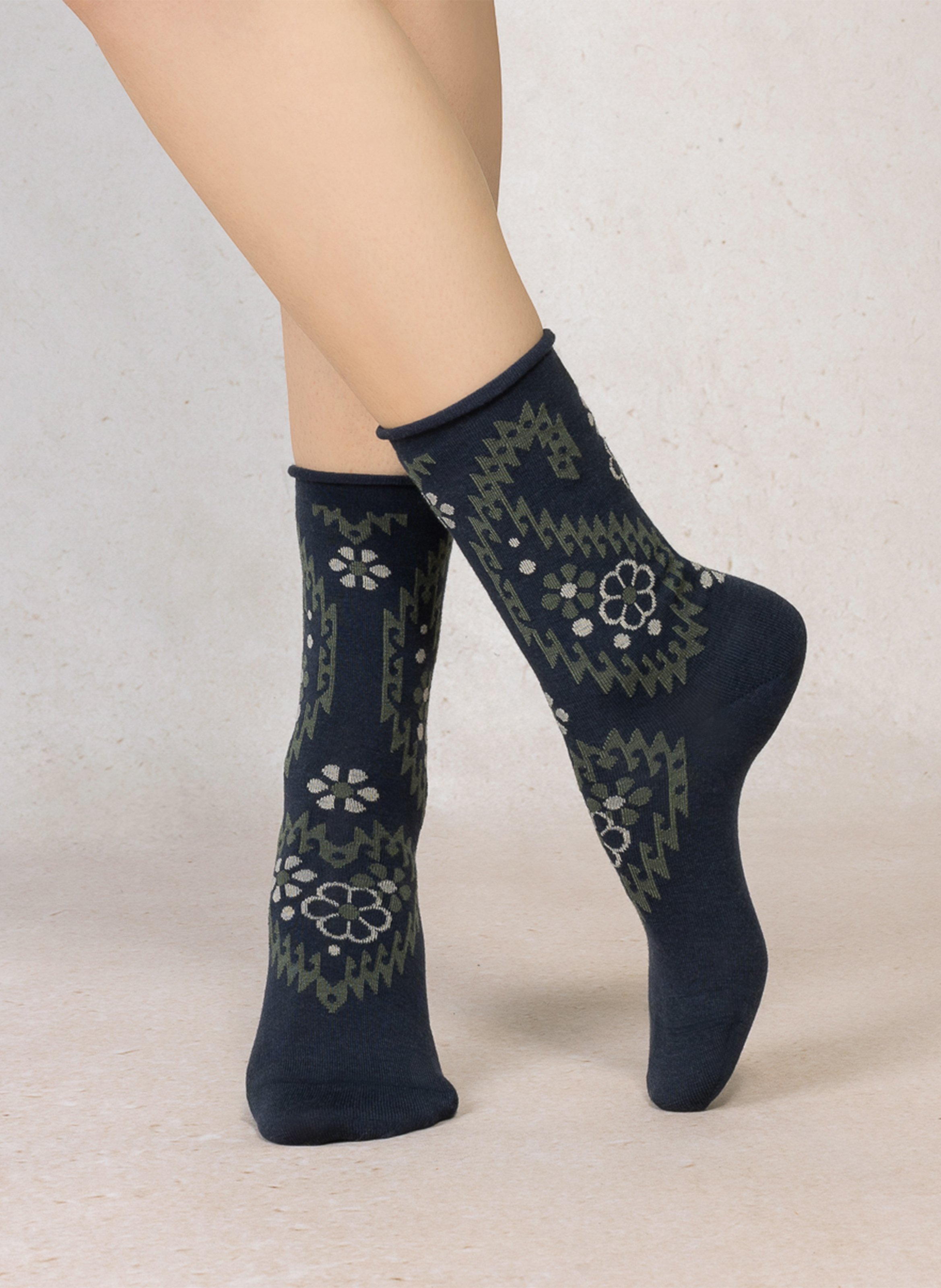 Socken mit gemustertem Wollmix | Blau BLEUFORET Damen