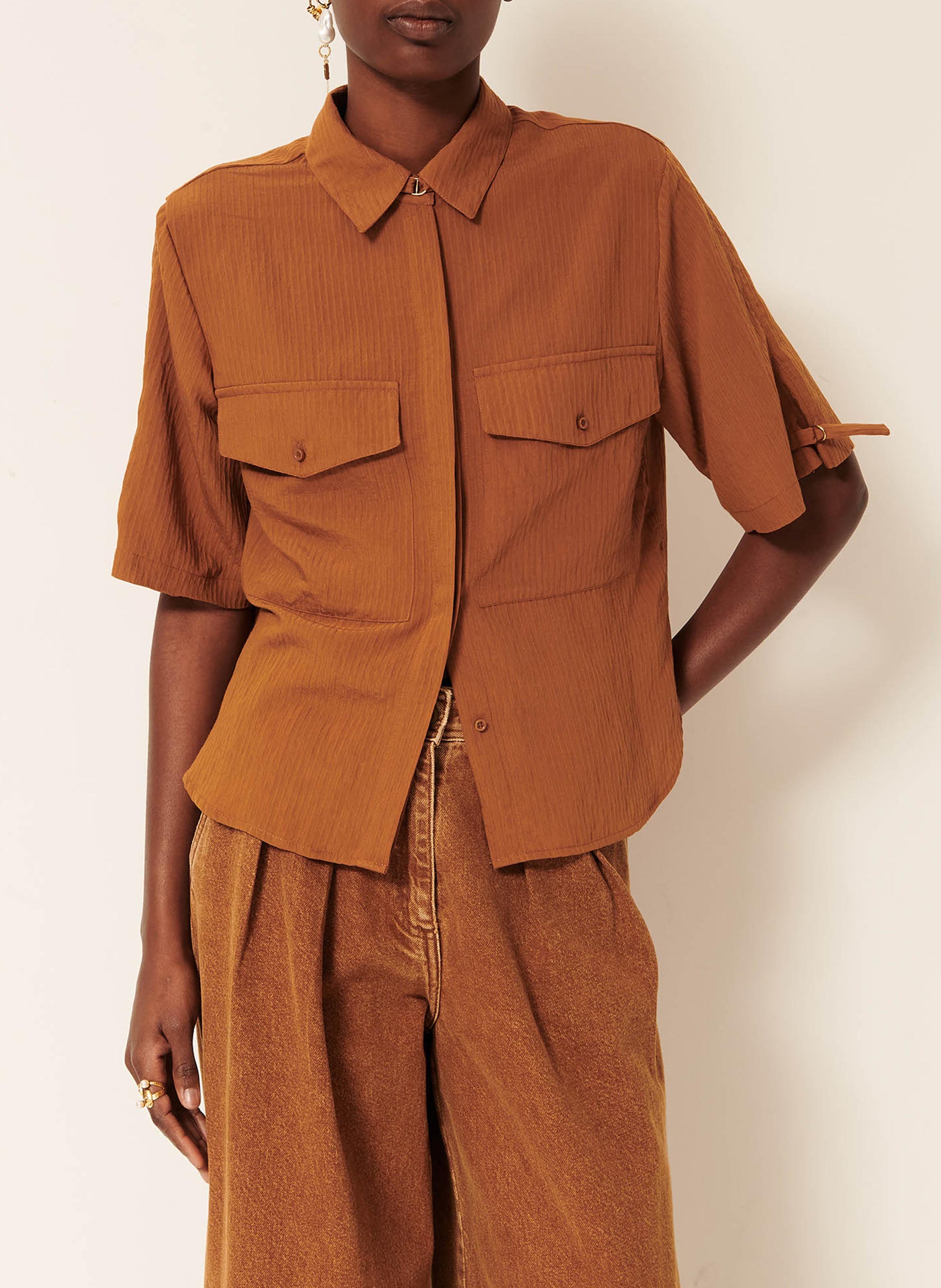 Chemise ample col classique SESSUN Marron
