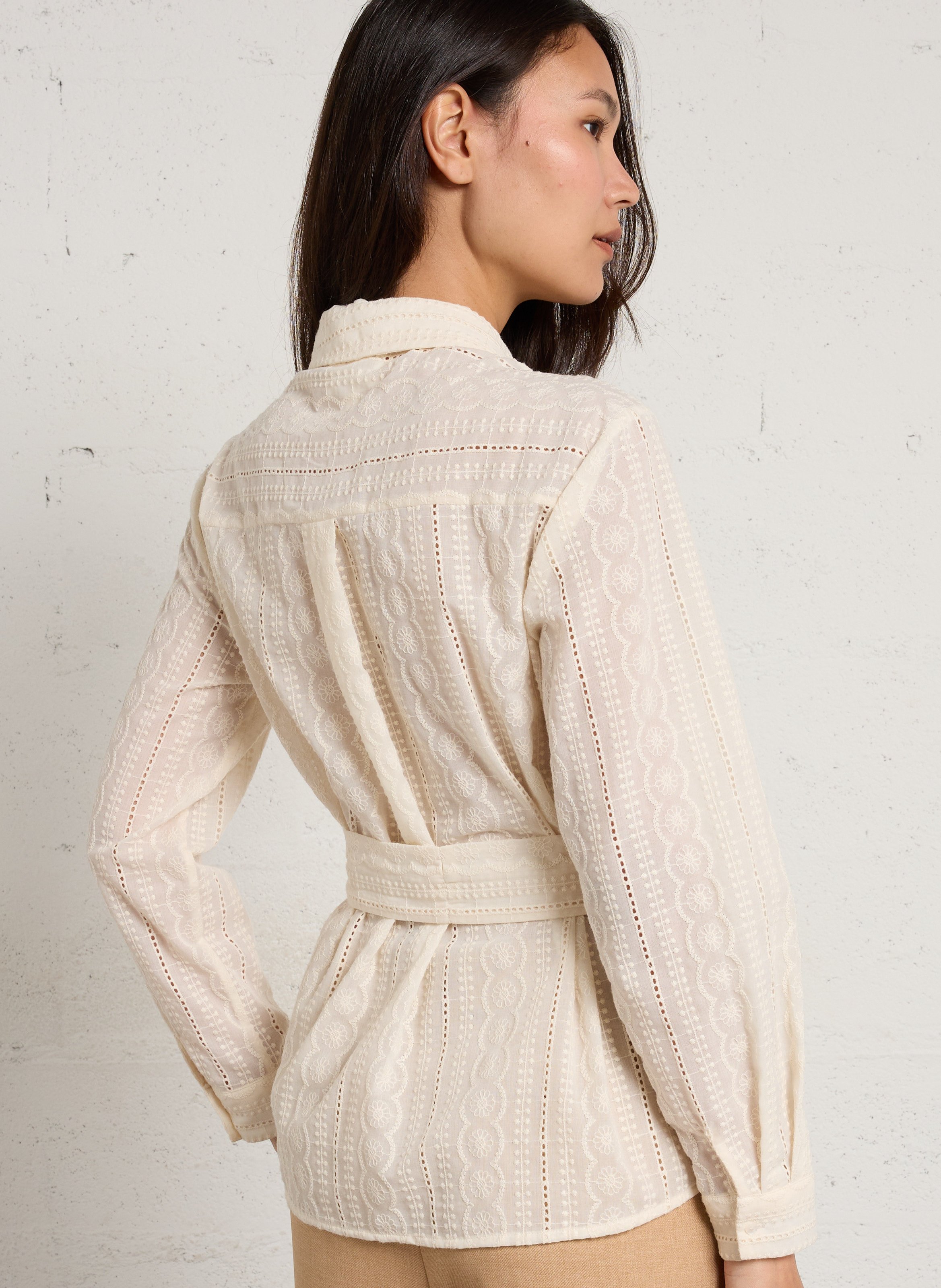 Chemise oversize brodée MAISON 123 Beige