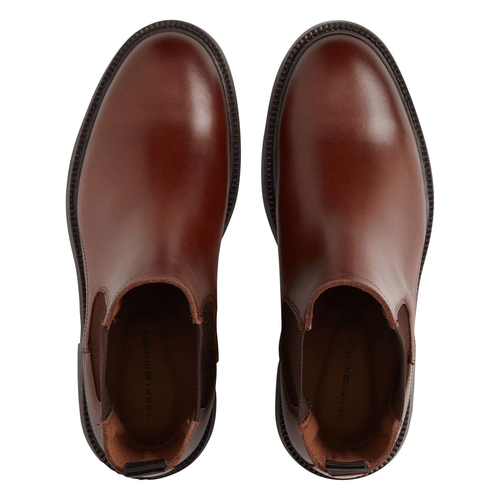 Bottines Chelsea crantées en cuir TOMMY HILFIGER Marron