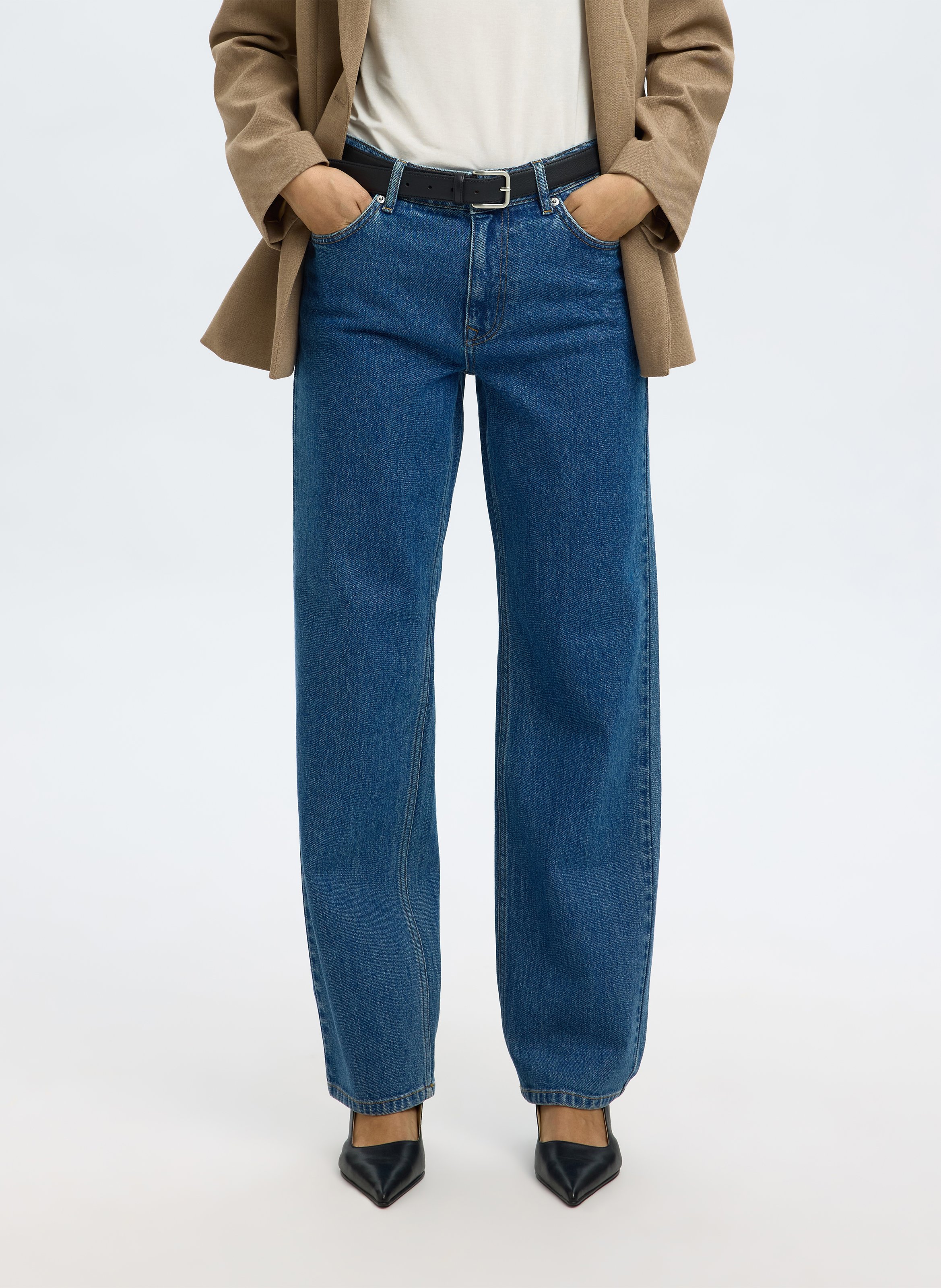 Straight Cut Jeans aus Bio-Baumwoll-Mix SELECTED Blau