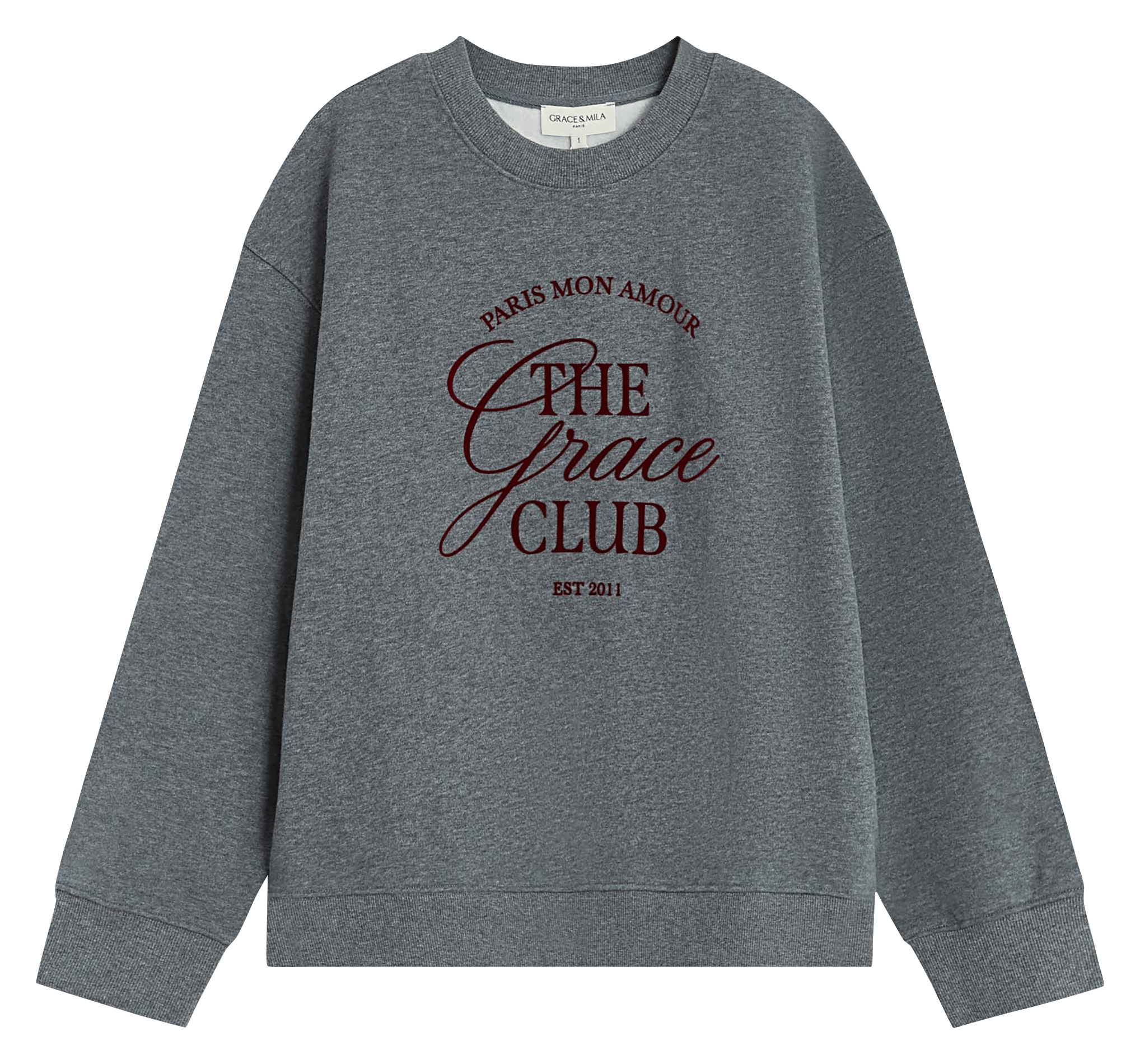 Round-neck cotton-blend sweatshirt GRACE ET MILA Black