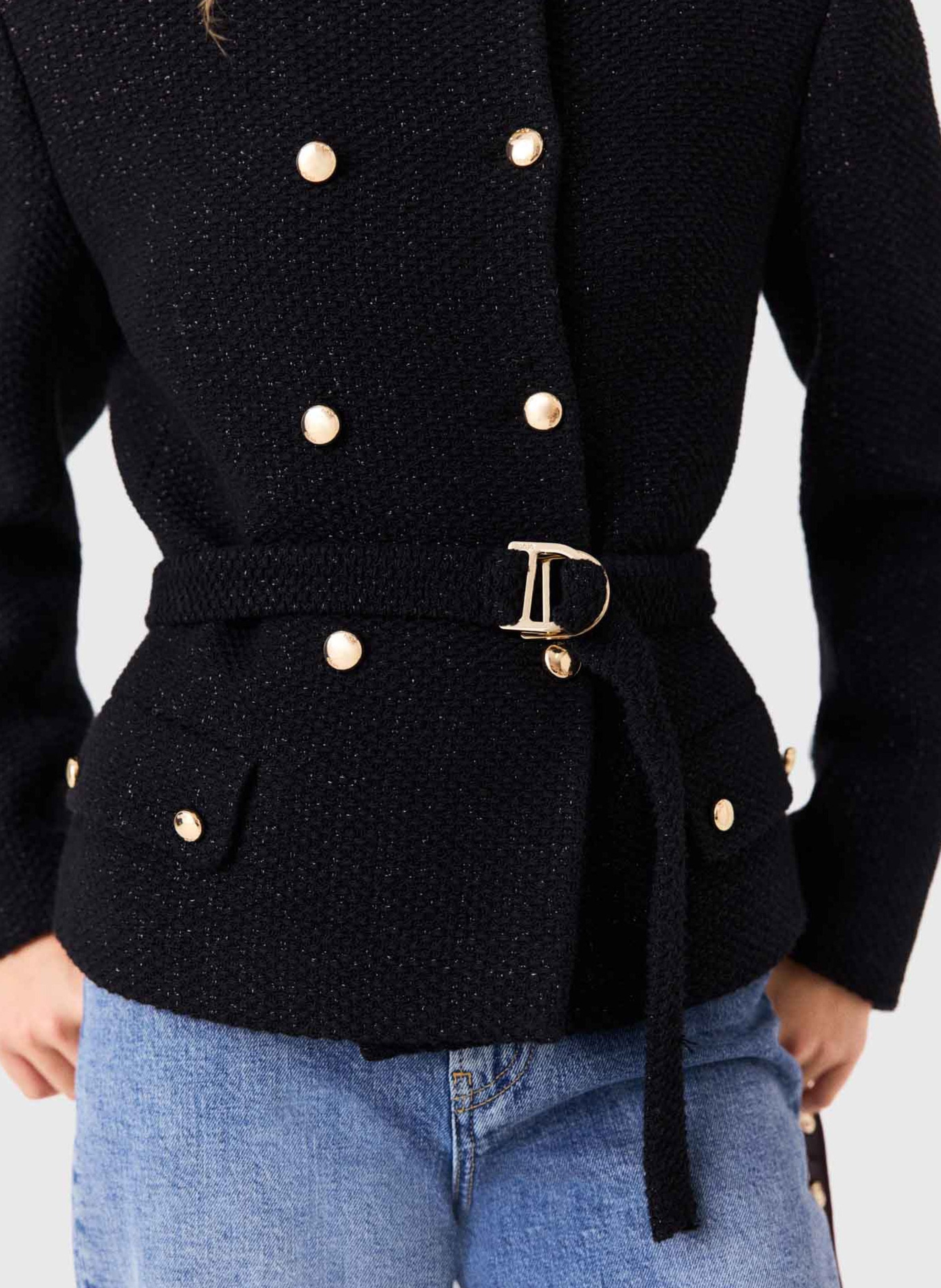 Veste droite col rond MAJE Noir