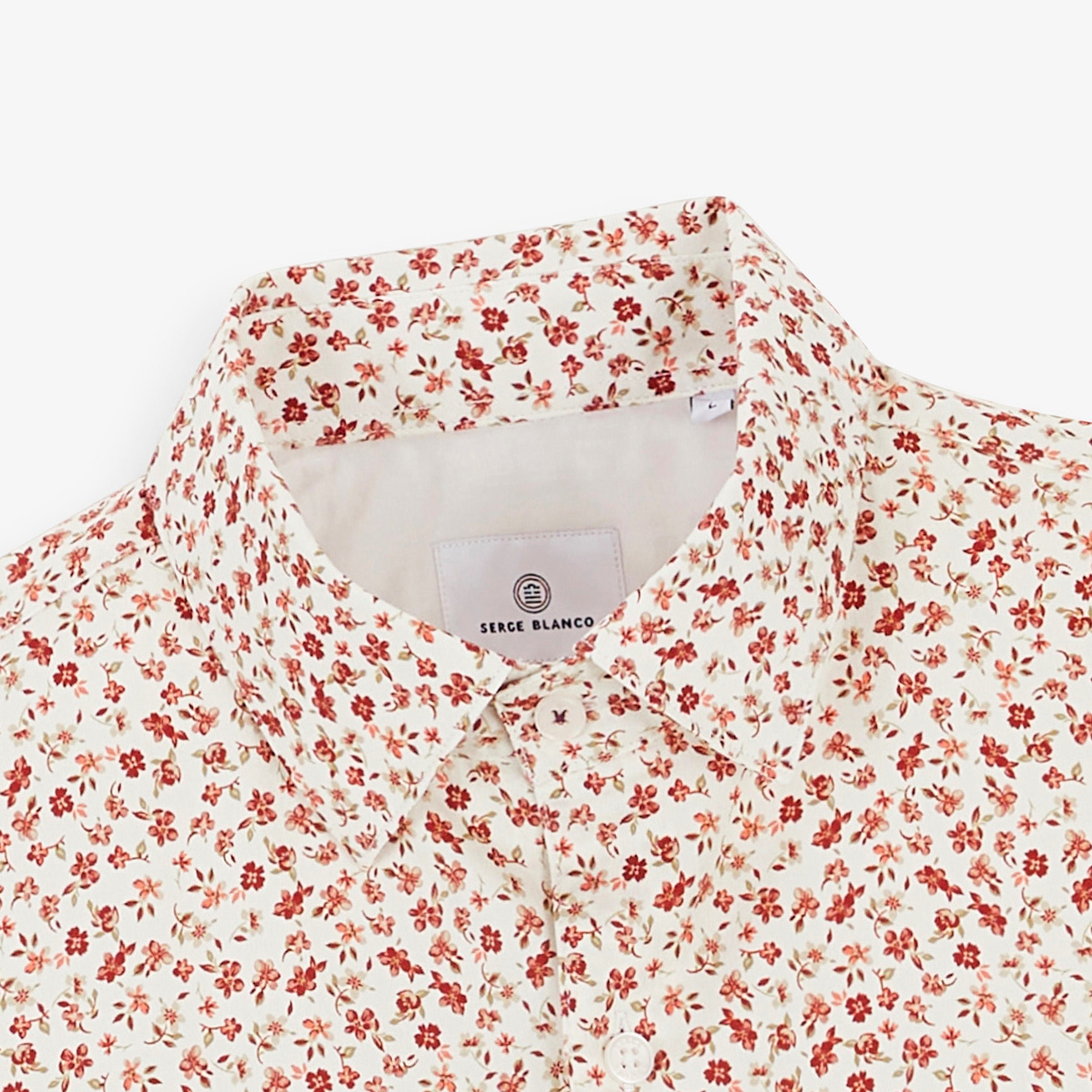 Long-sleeve cotton shirt with small flower print SERGE BLANCO Red