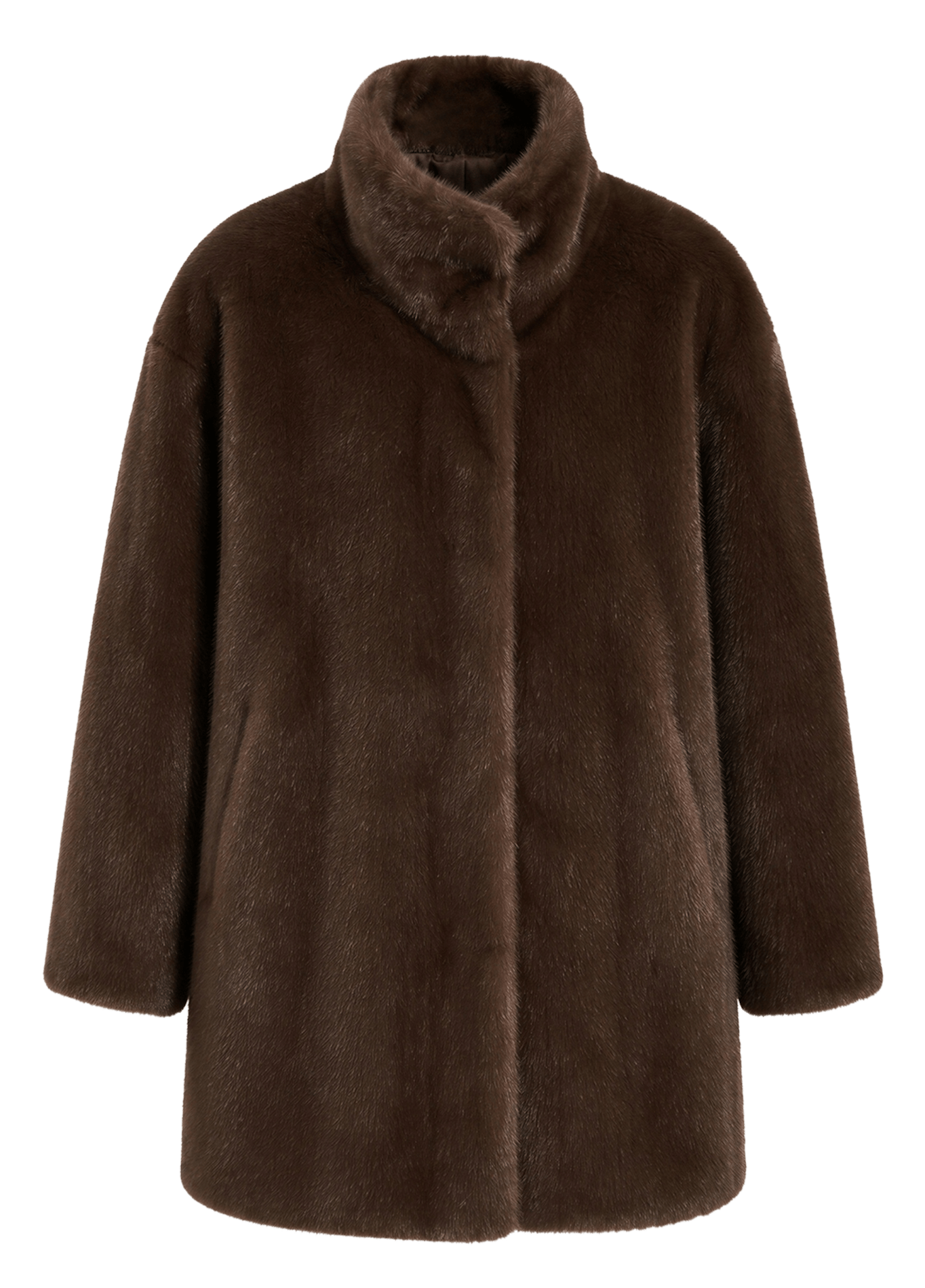 Manteau à col montant effet fourrure PABLO Marron