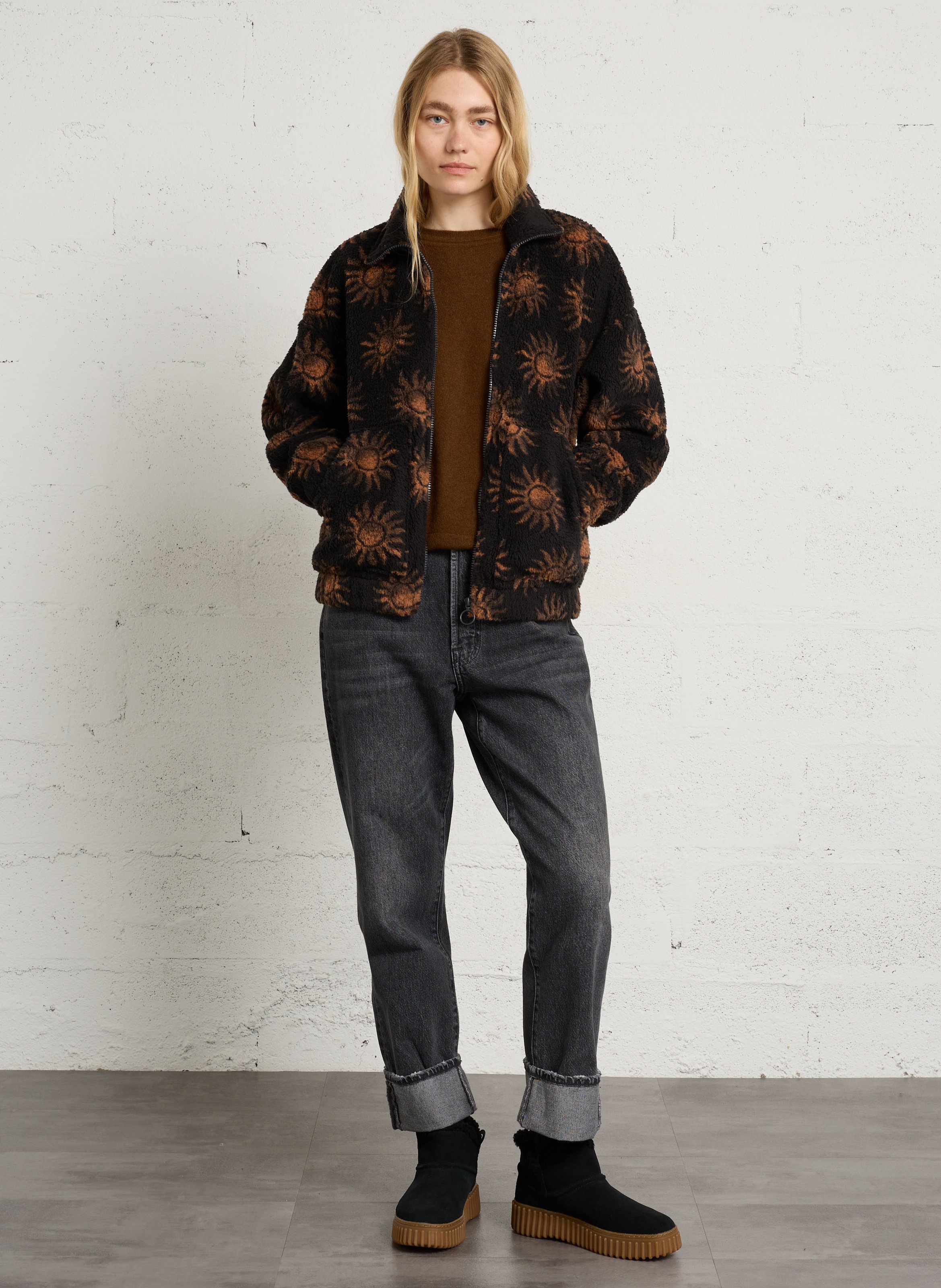 Polaire zippée col montant à motif BILLABONG Noir