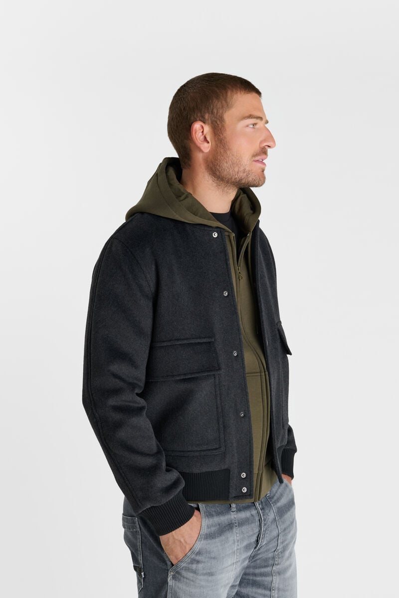High-Neck Snap-Button Jacket LE TEMPS DES CERISES Grey
