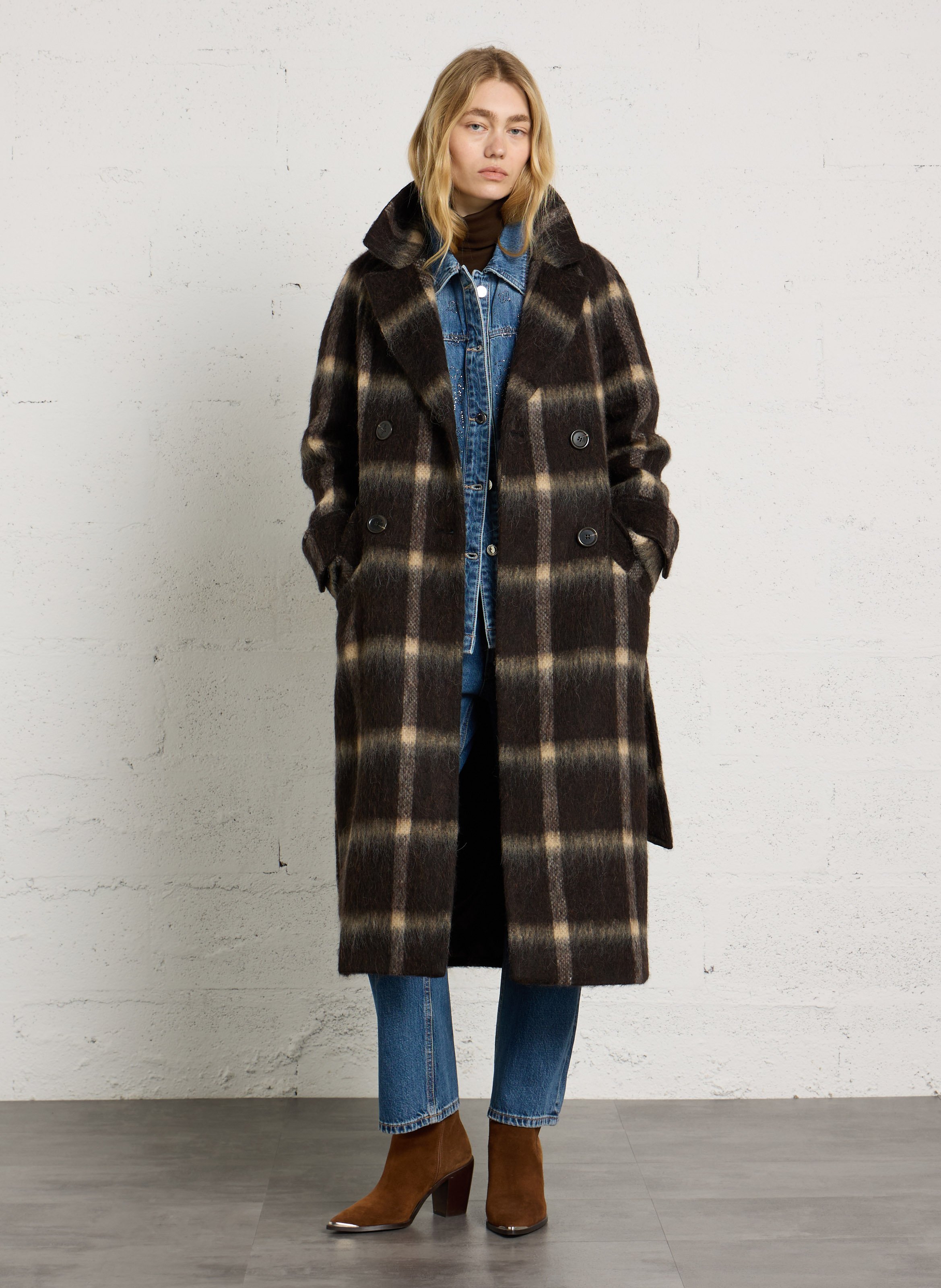 Long belted coat MAISON 123 Brown