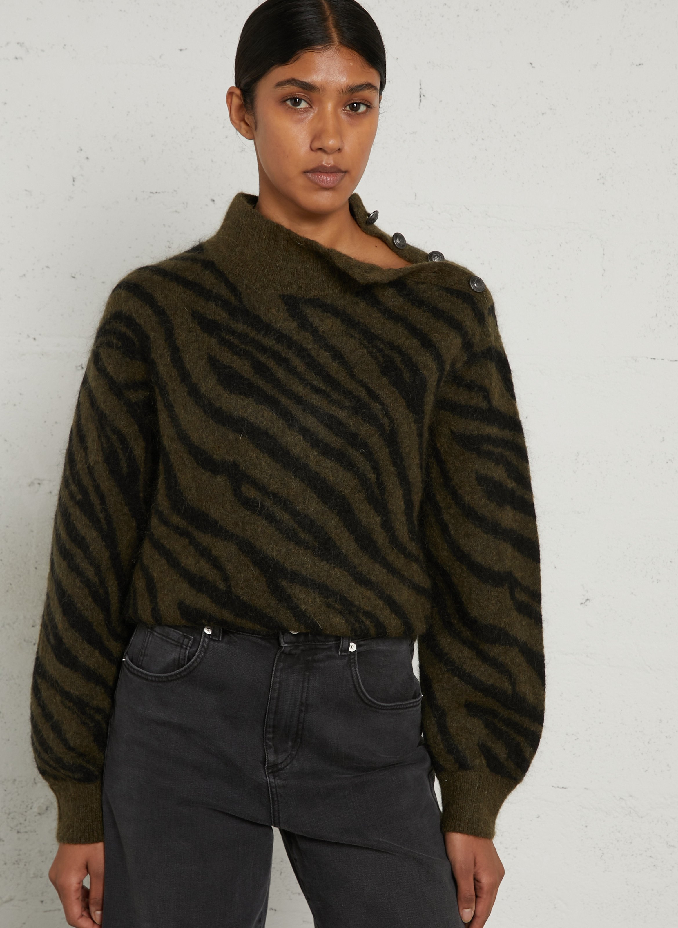 Striped wool-blend sweater IKKS Khaki